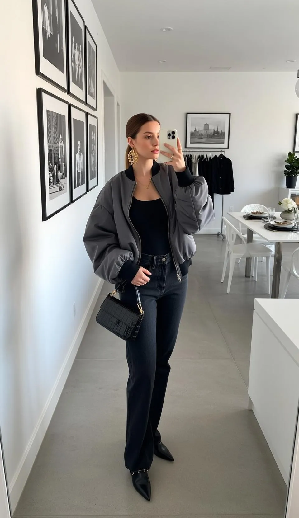 Earrings And Necklace In Mirror Selfie