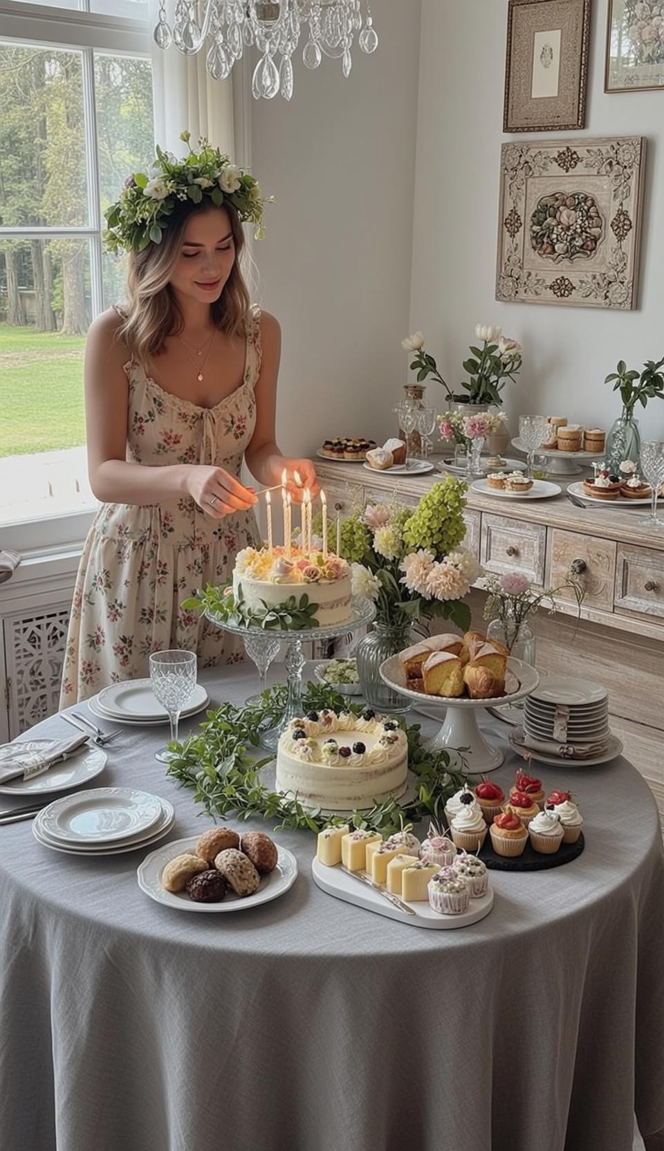 Floral Cake Candle Celebration