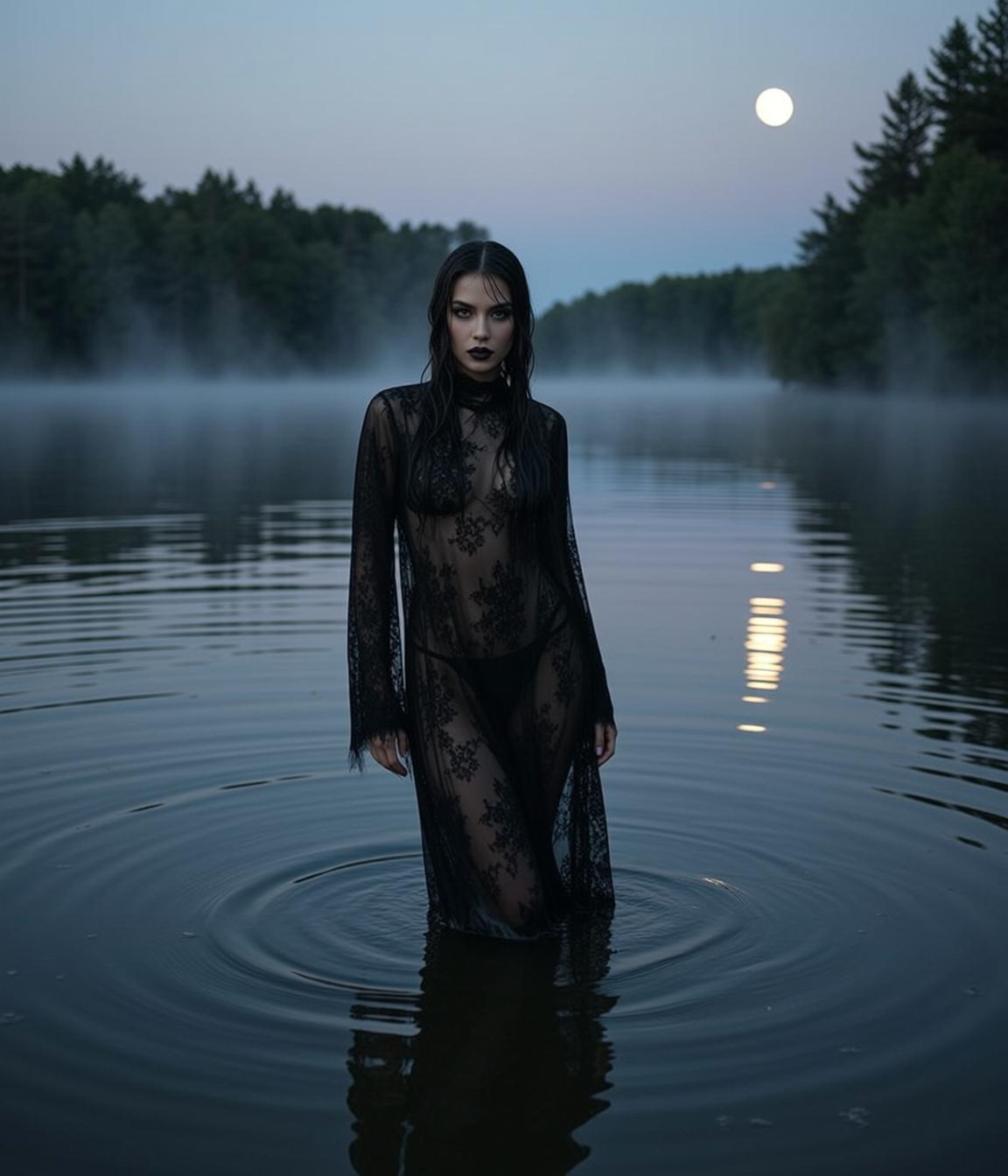 Black Lace Lake At Dusk