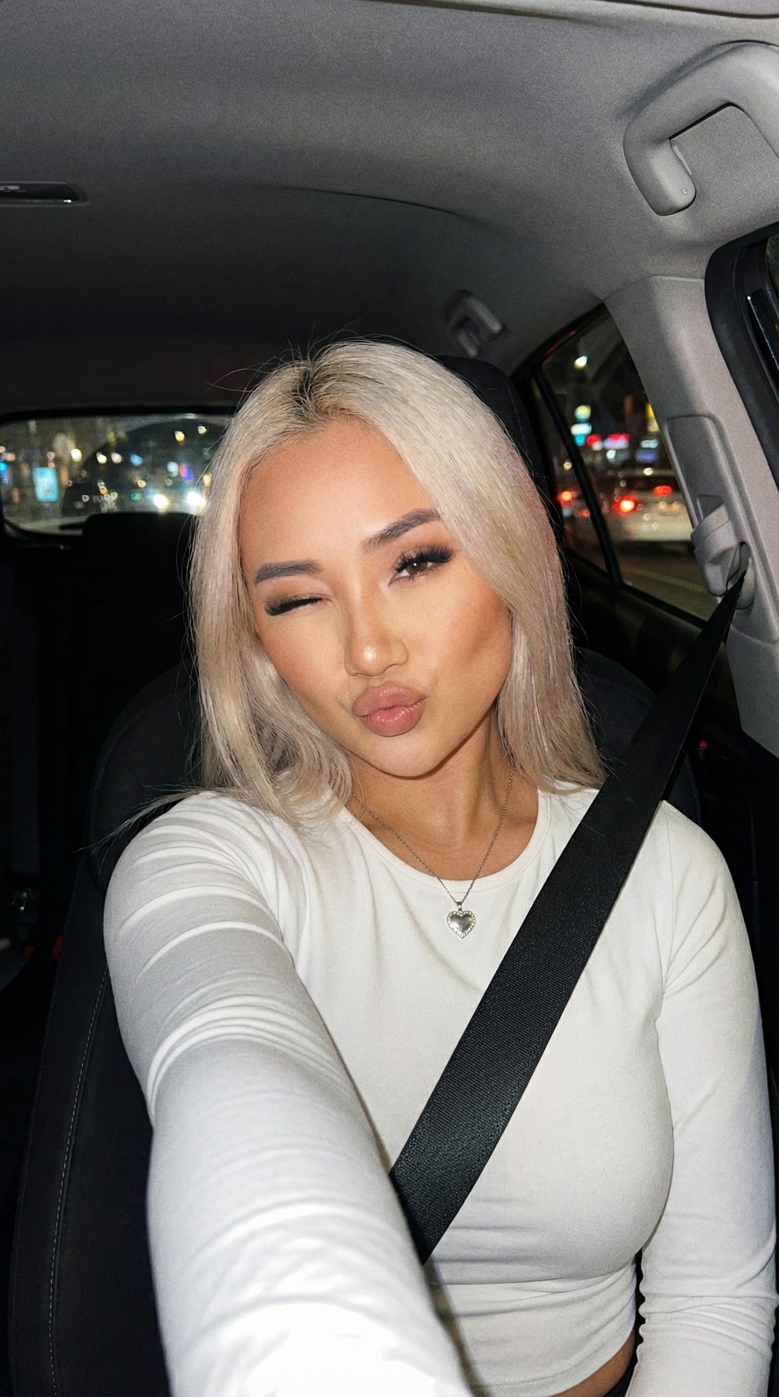 Car Passenger Night Wink Kissy Face reference photo