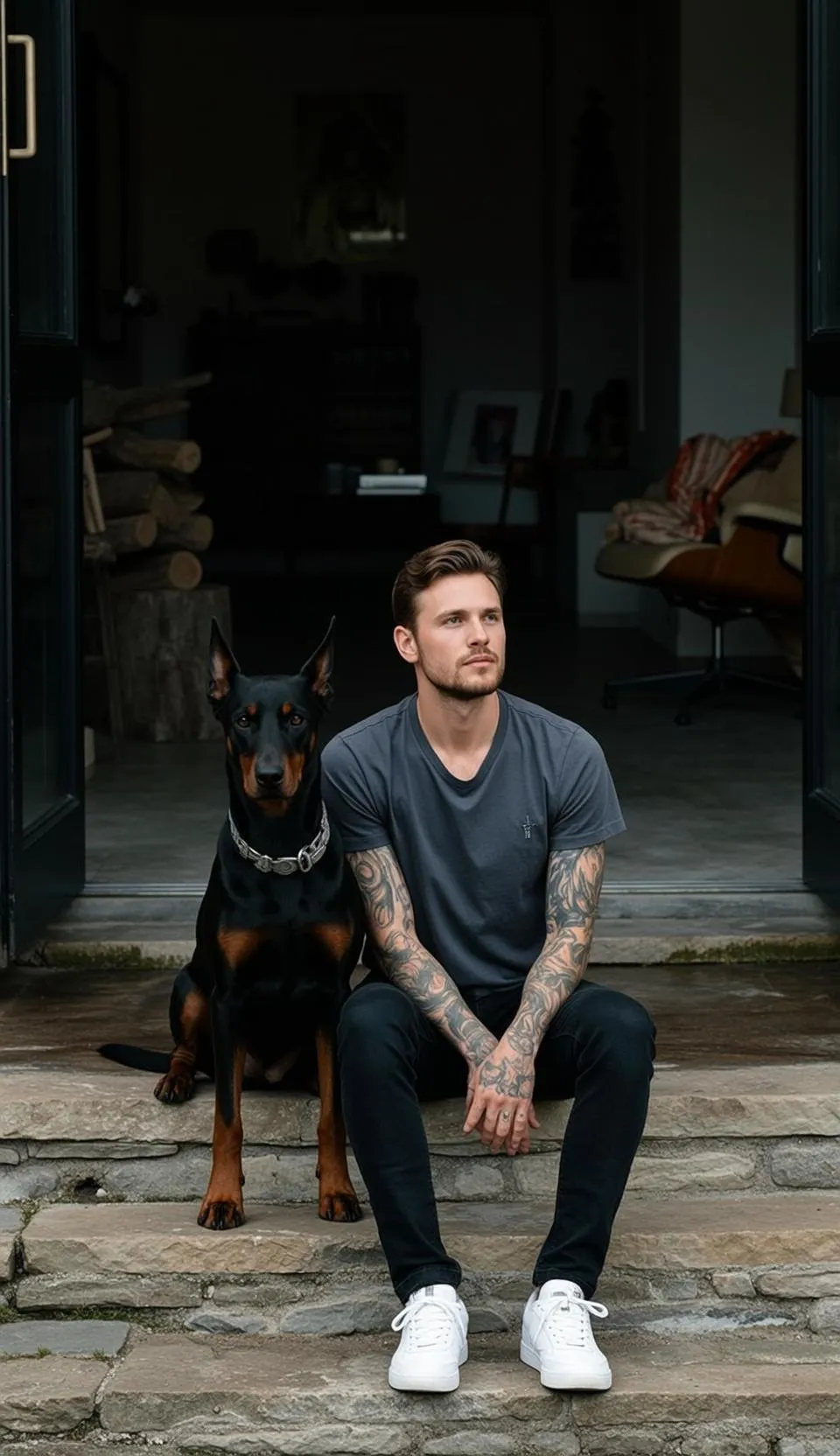 Tattoos At A Modern House Entrance