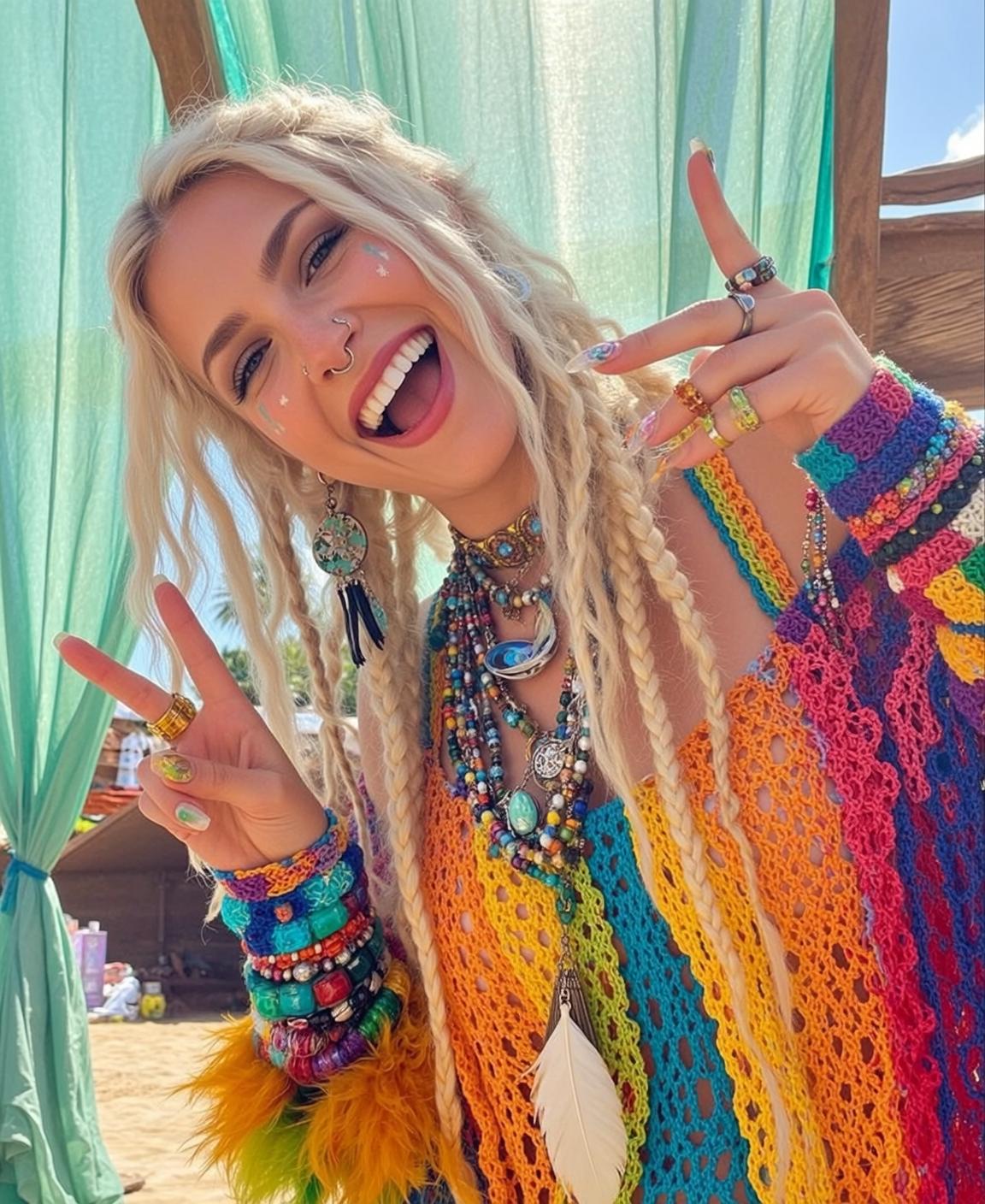 Indie Young Long Blonde Dreadlocks Braids Fair