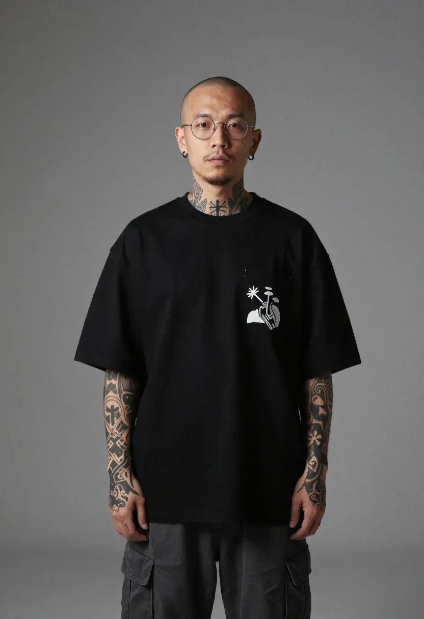 Studio Portrait Man With Edgy Streetwear Aesthetic Subject Bald Man