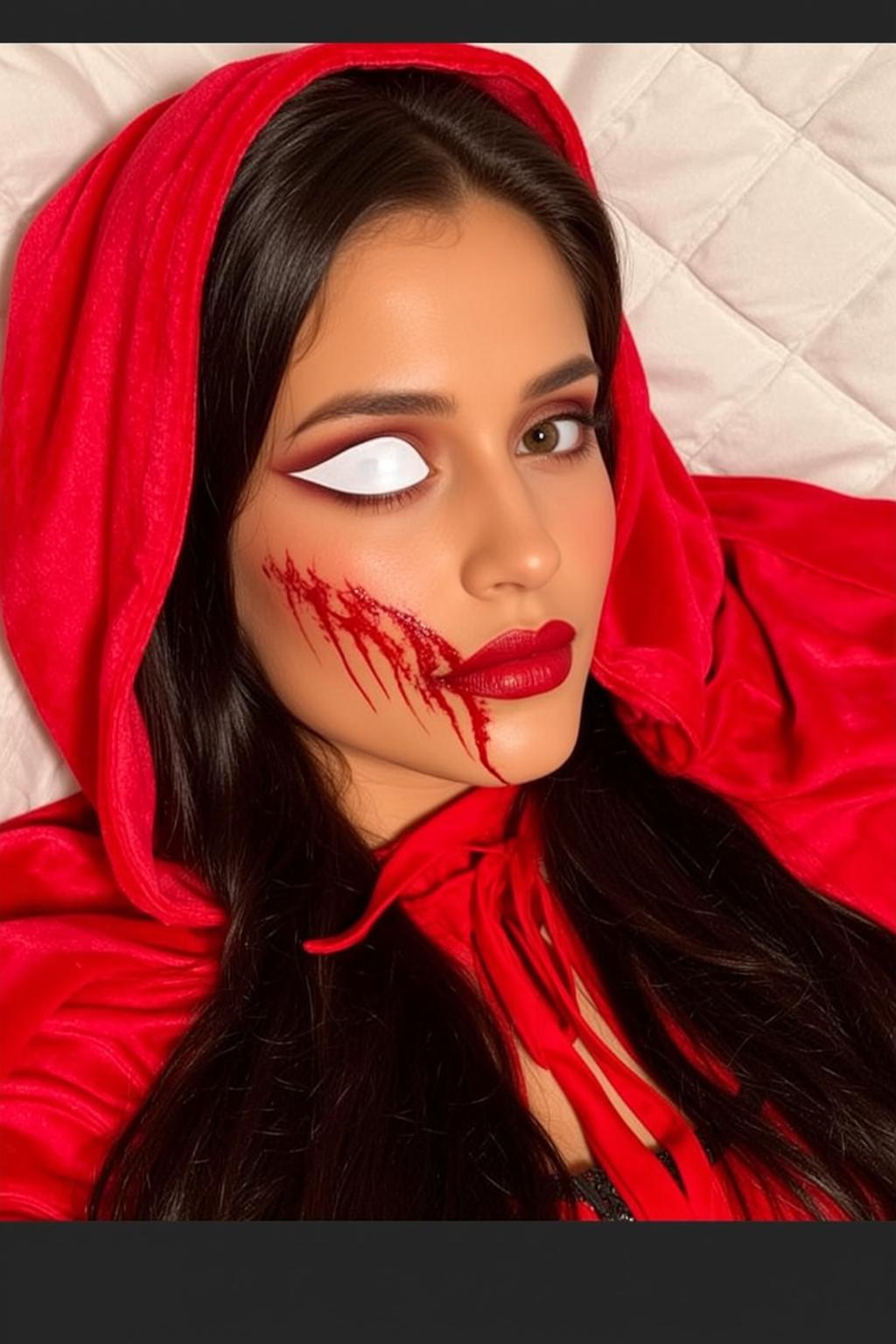 Red Hooded Cape Makeup Look