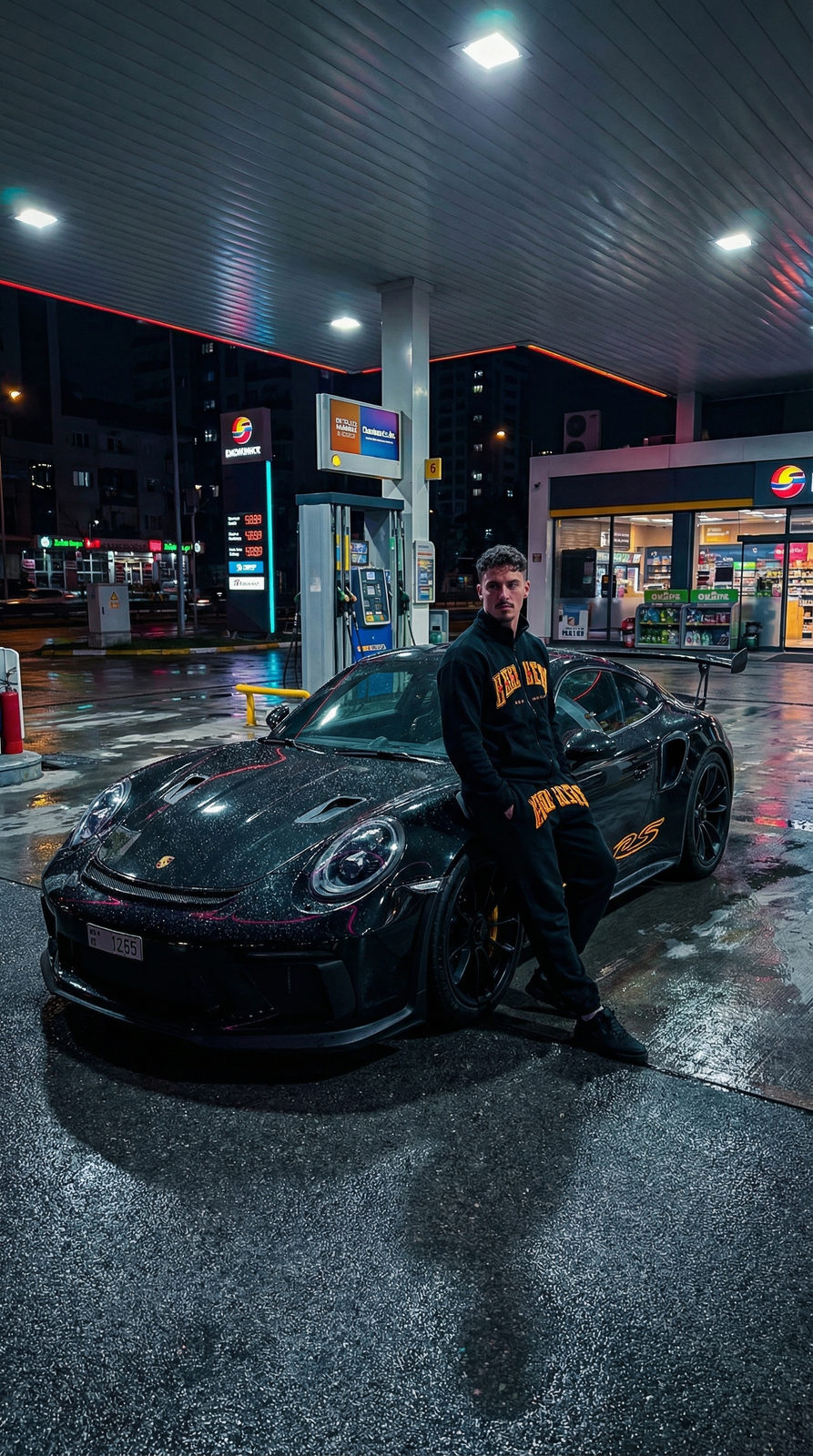 A sleek Porsche GT3 RS parked in a scenic location, showcasing its dynamic lines and sporty design.