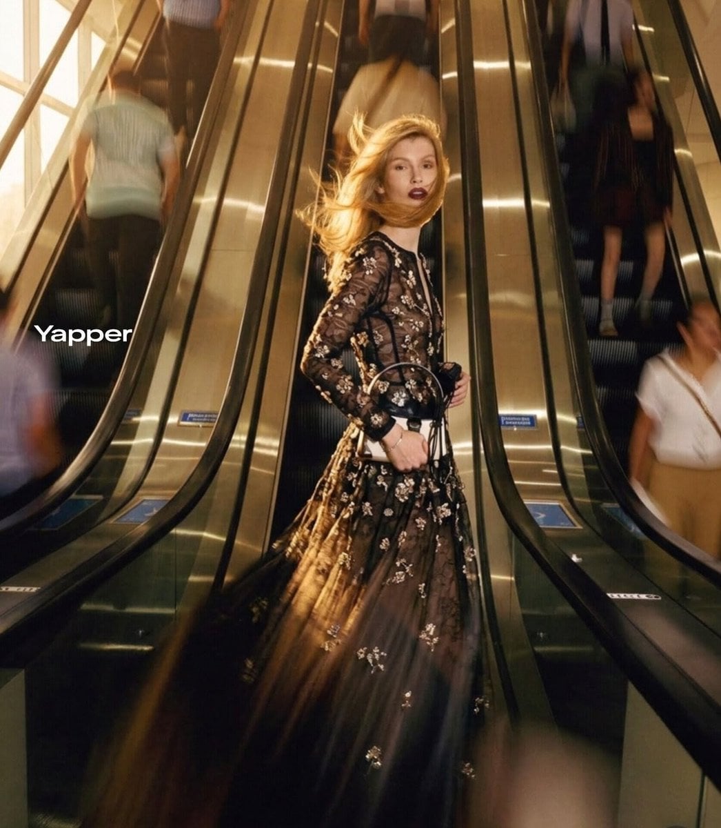 Lace Top Luxury Mall Escalators Fashion Editorial