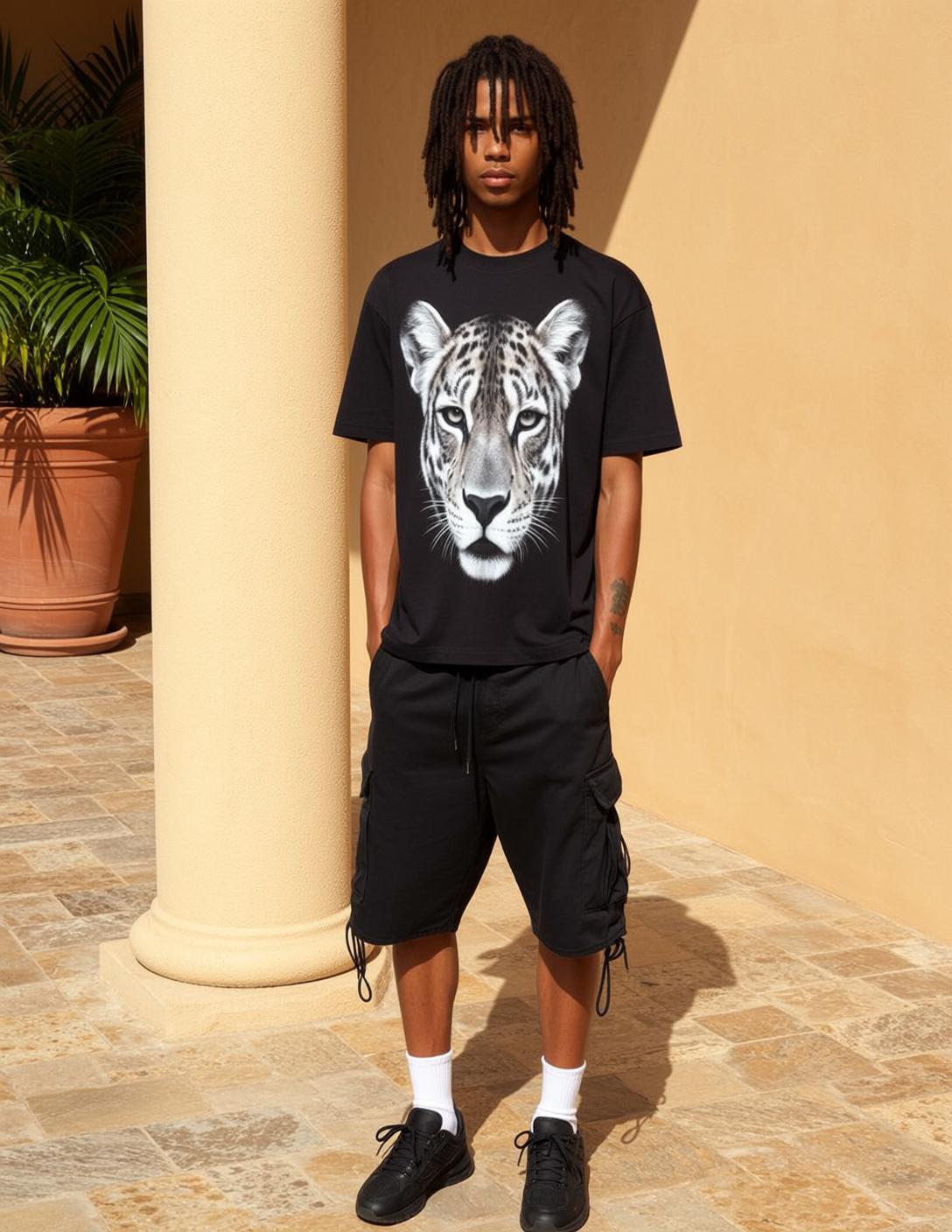 Black Leopard Tee Stucco Wall