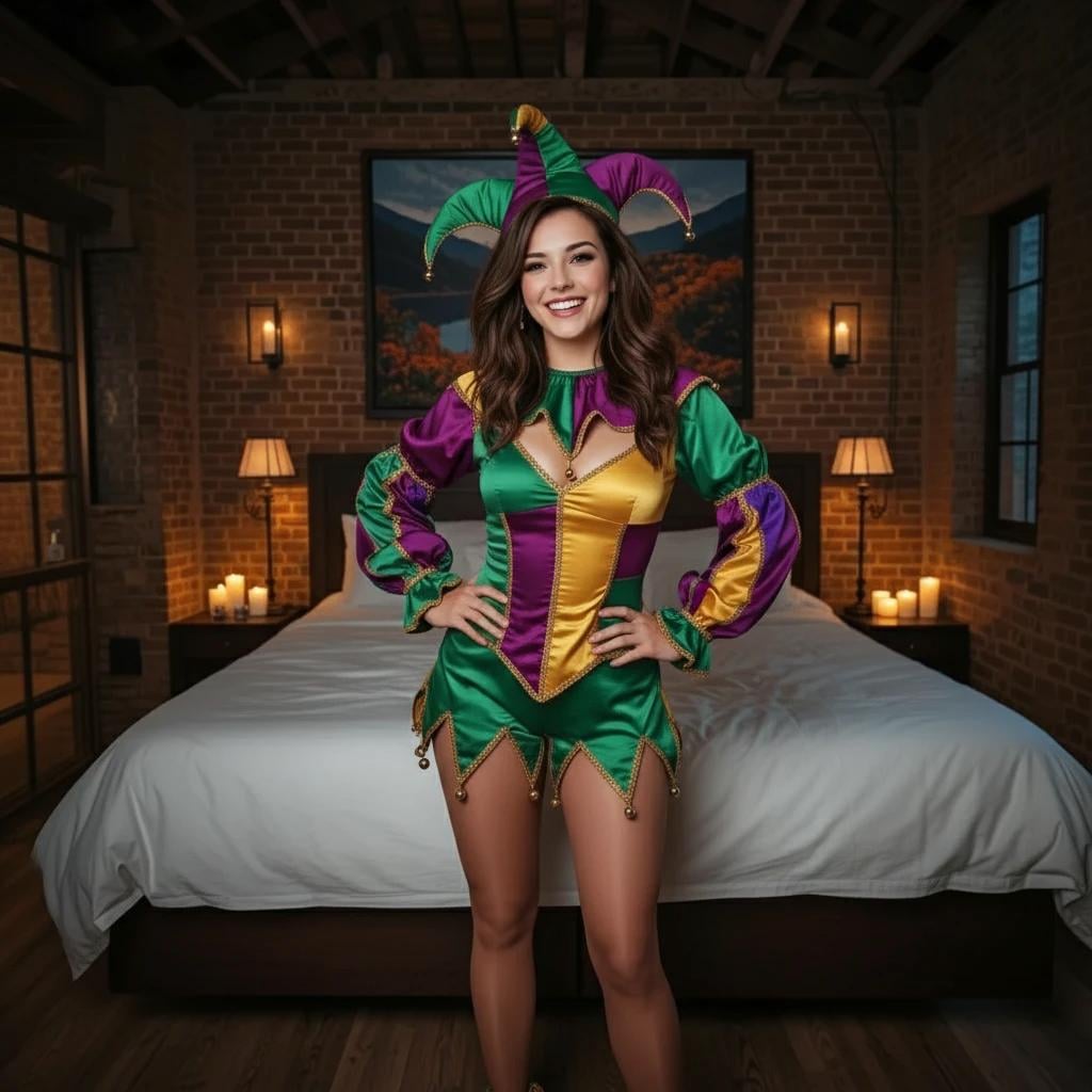 Jester Costume In Cozy Dimly Lit Bedroom