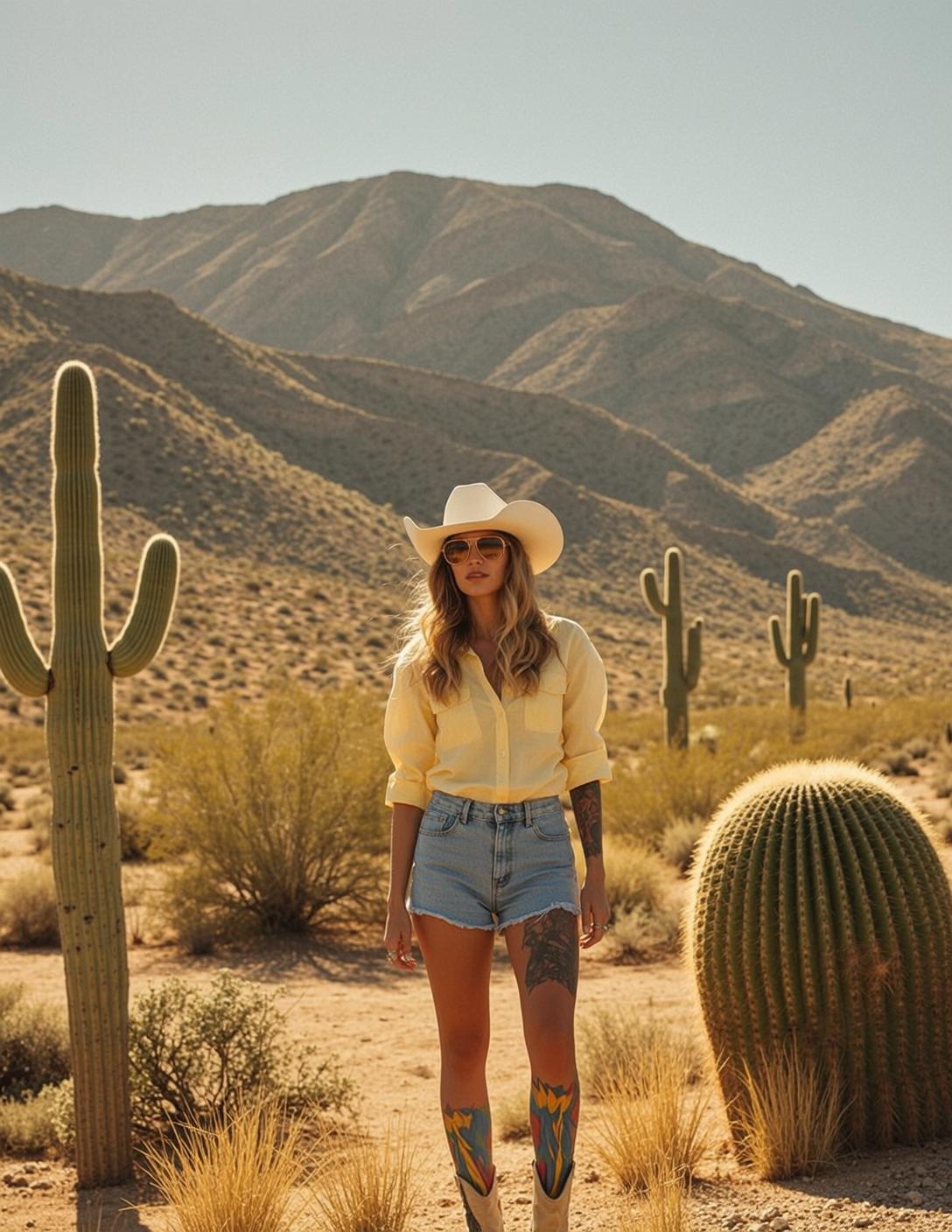 Cowgirl Stands Facing Forward Slight Head Tilt