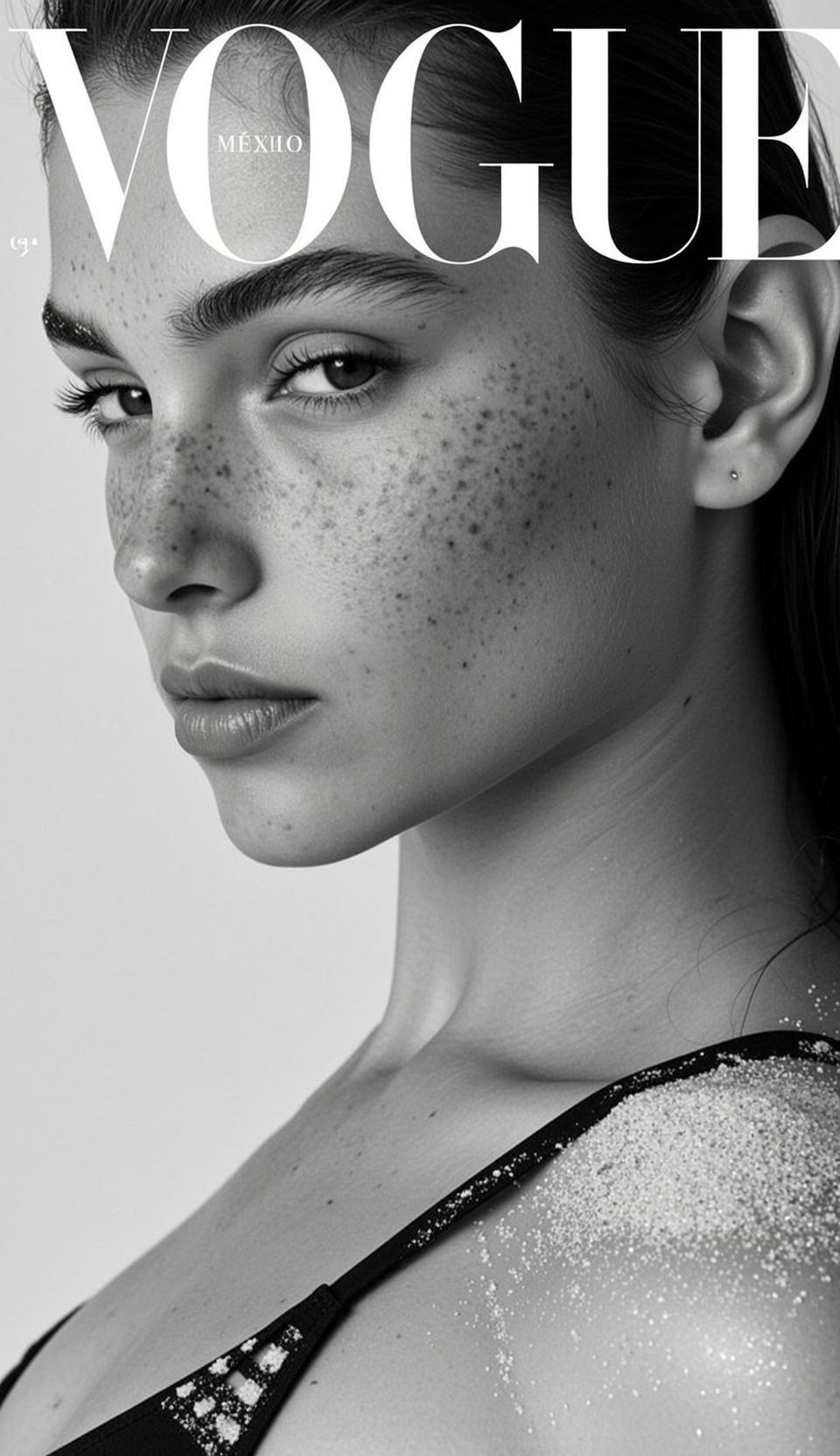 Black And White Medium Shot Portrait Young Woman With Fair