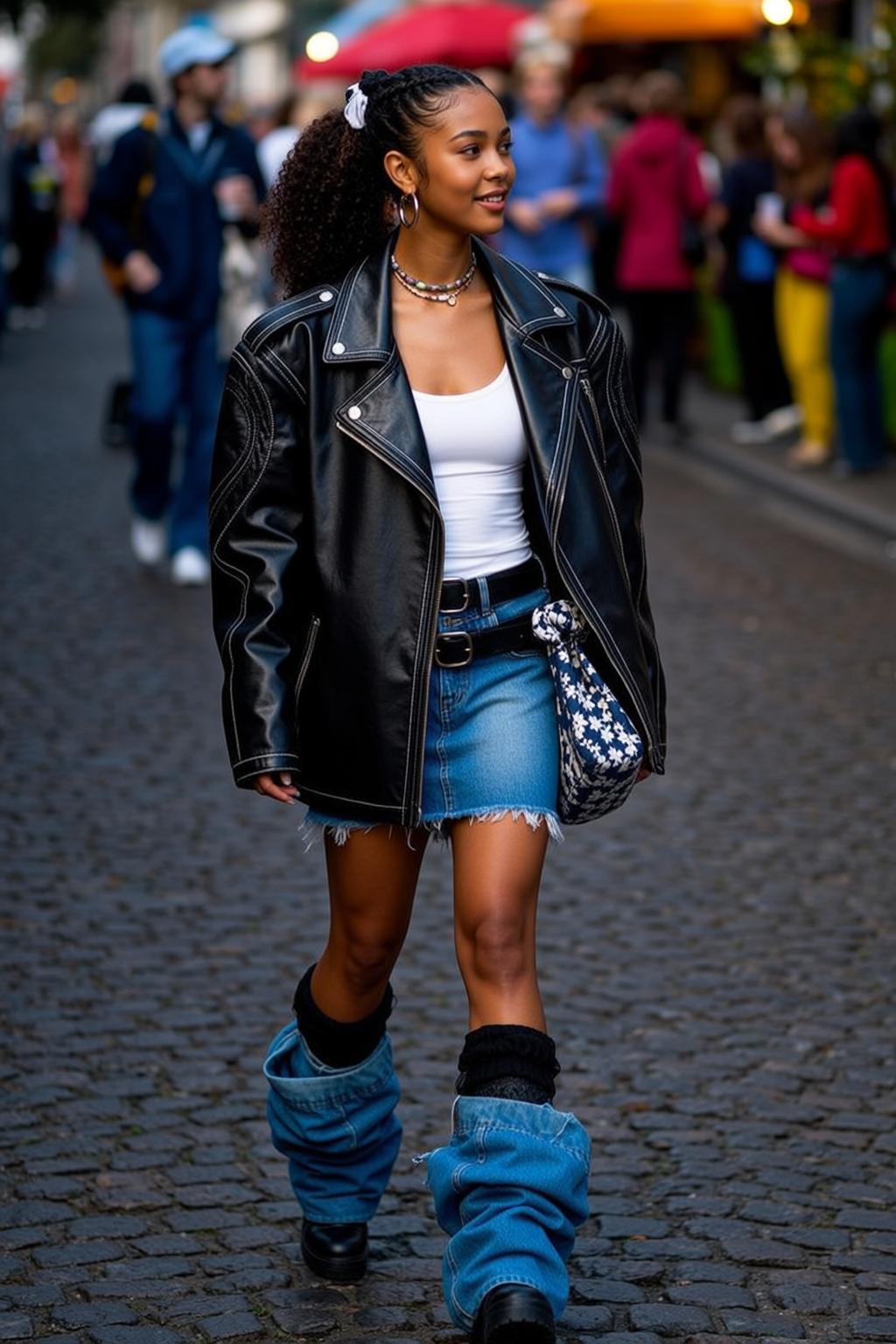 Fashion Week Young Dark Curly Hair Pulled