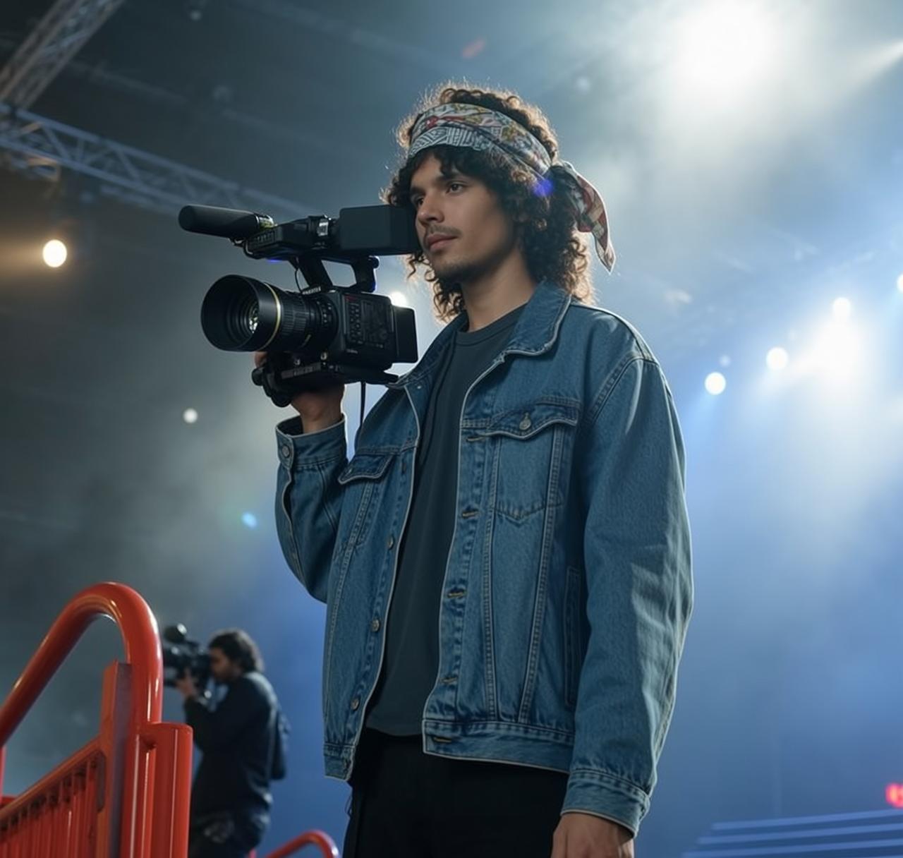 Explore Stands Holding Professional Video Both Hands