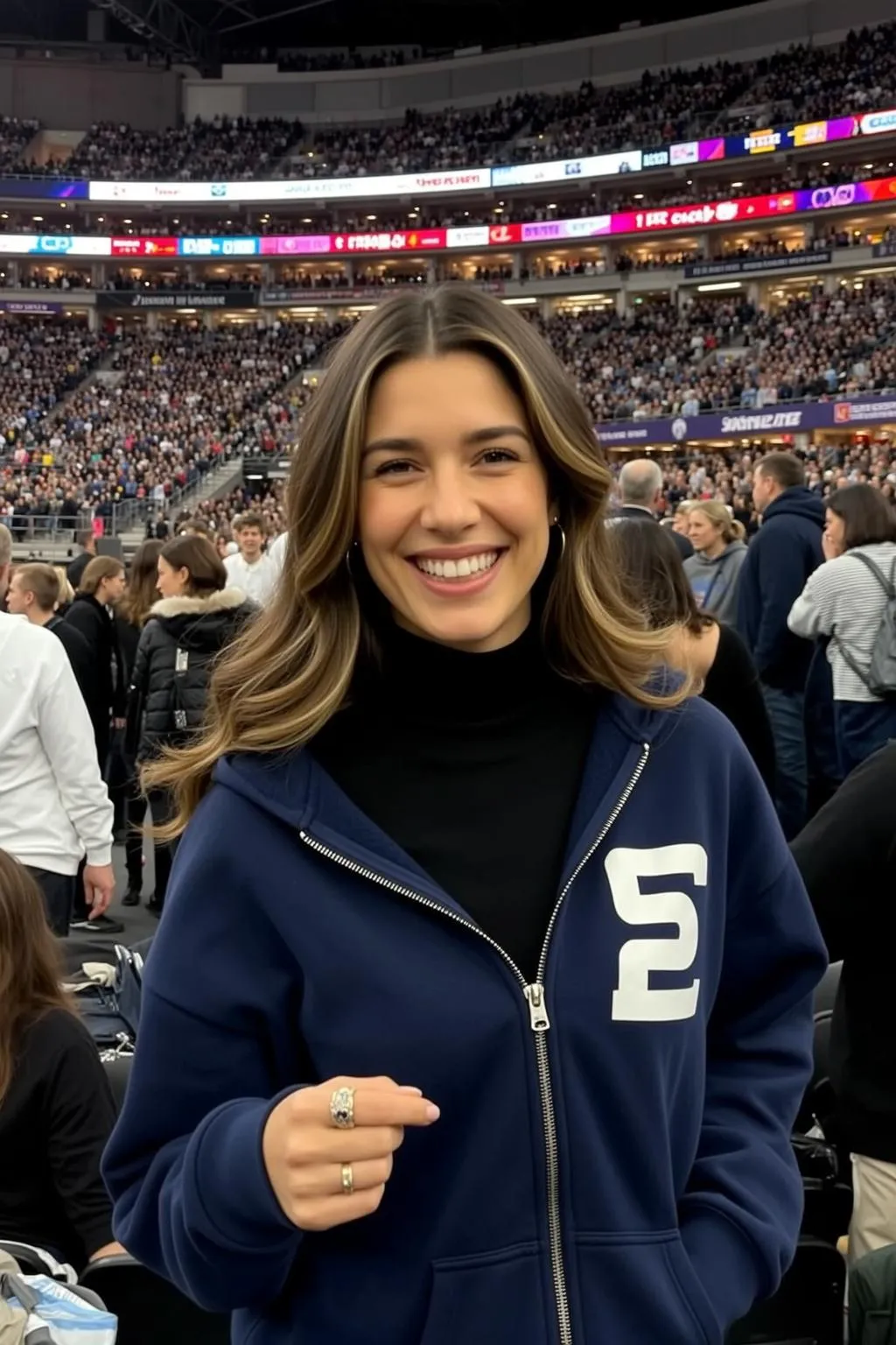Earrings And Rings In Turtleneck Portrait