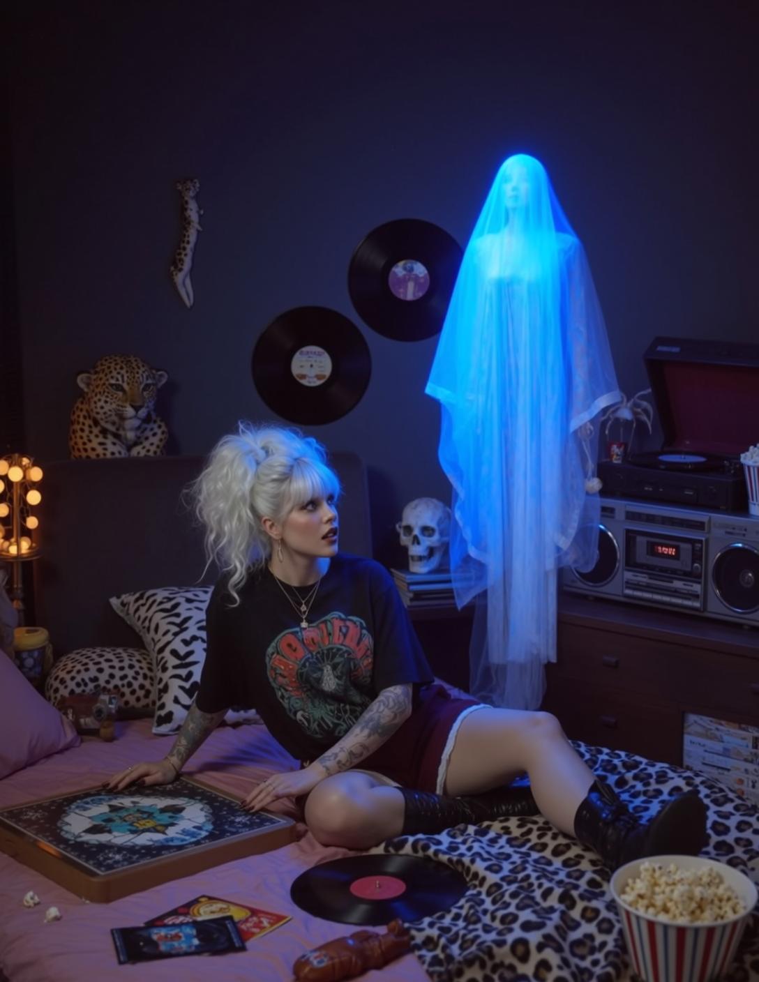 Retro Bedroom Ghost Scene