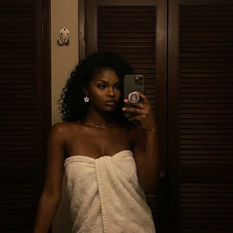 Realistic Towel Mirror Selfie Low Light