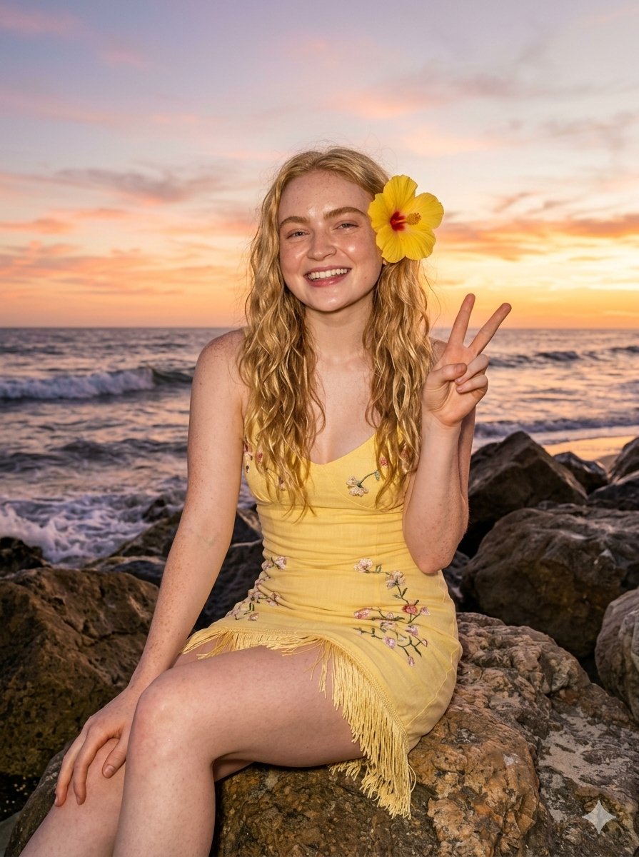 Sunset Beach Mini Dress Yellow Hibiscus Flash