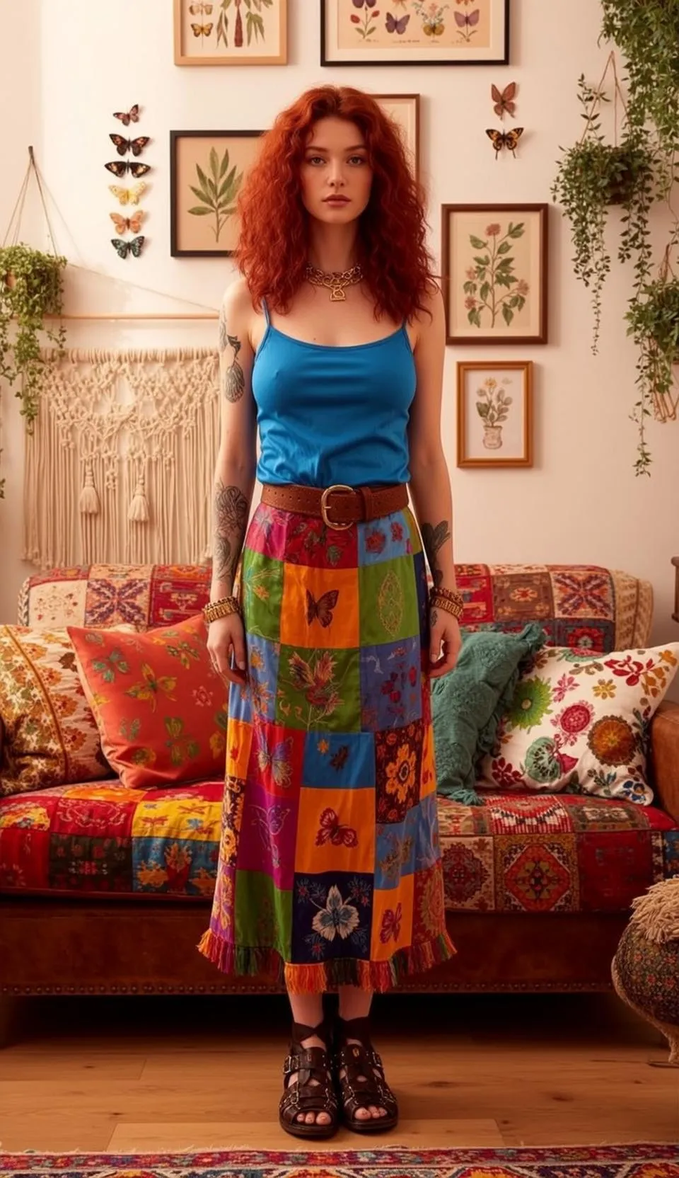 Tattoos And Necklace And Bracelets In Bohemian Living Room