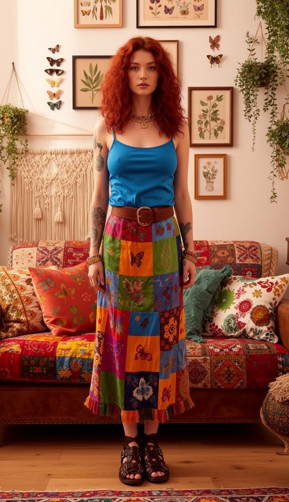 Indie Young Long Curly Red Fair Blue