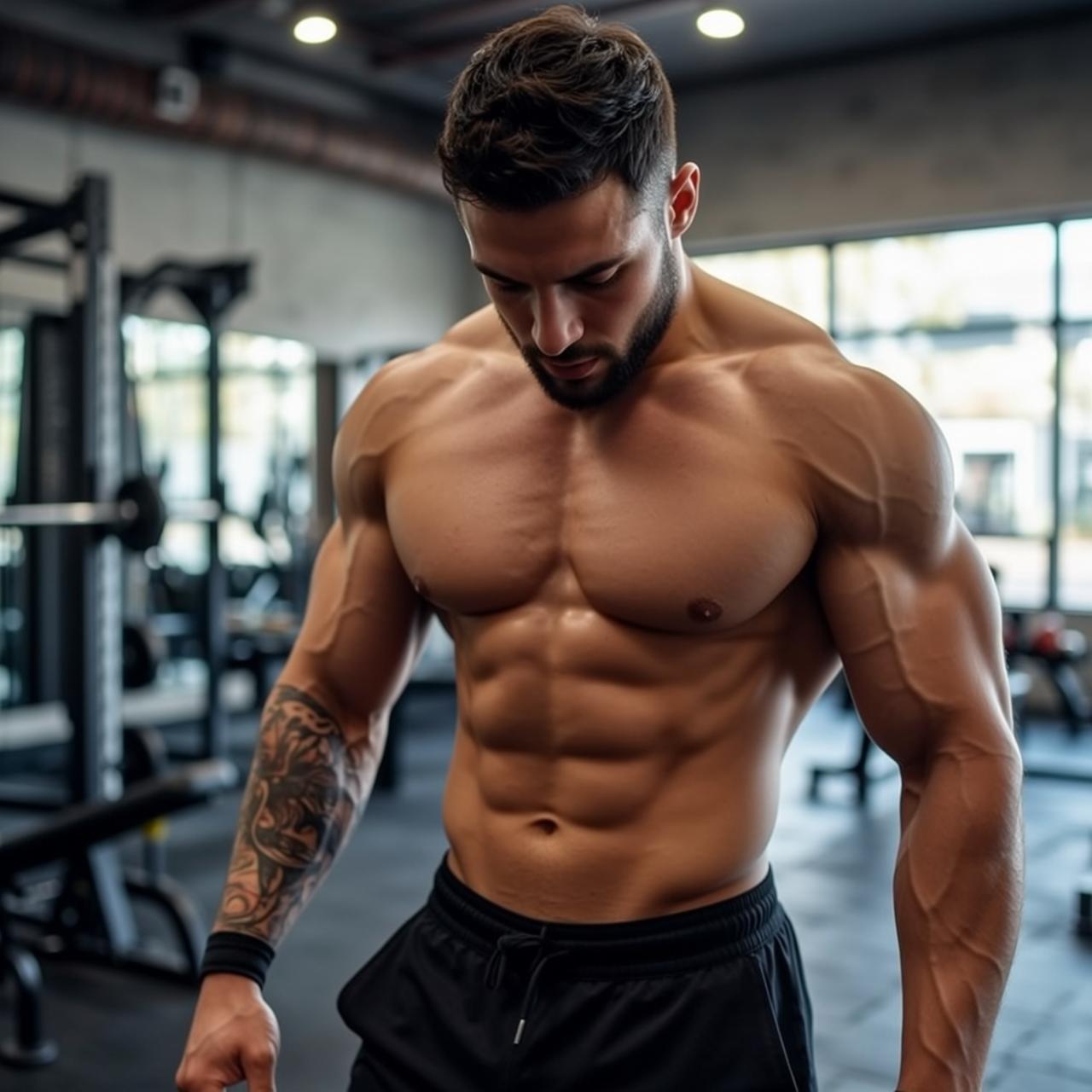 Muscular Short Dark Brown Hair Tan Skin