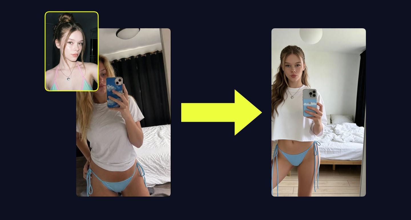 Mila remix walkthrough for Bedroom Mirror Selfie Light Blue Bikini Cloud Phone