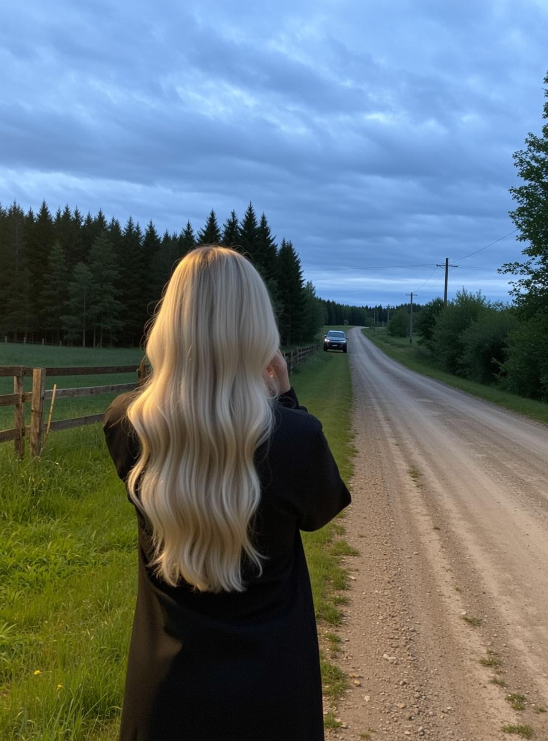 Explore Stands Facing Away Looking Dirt Road