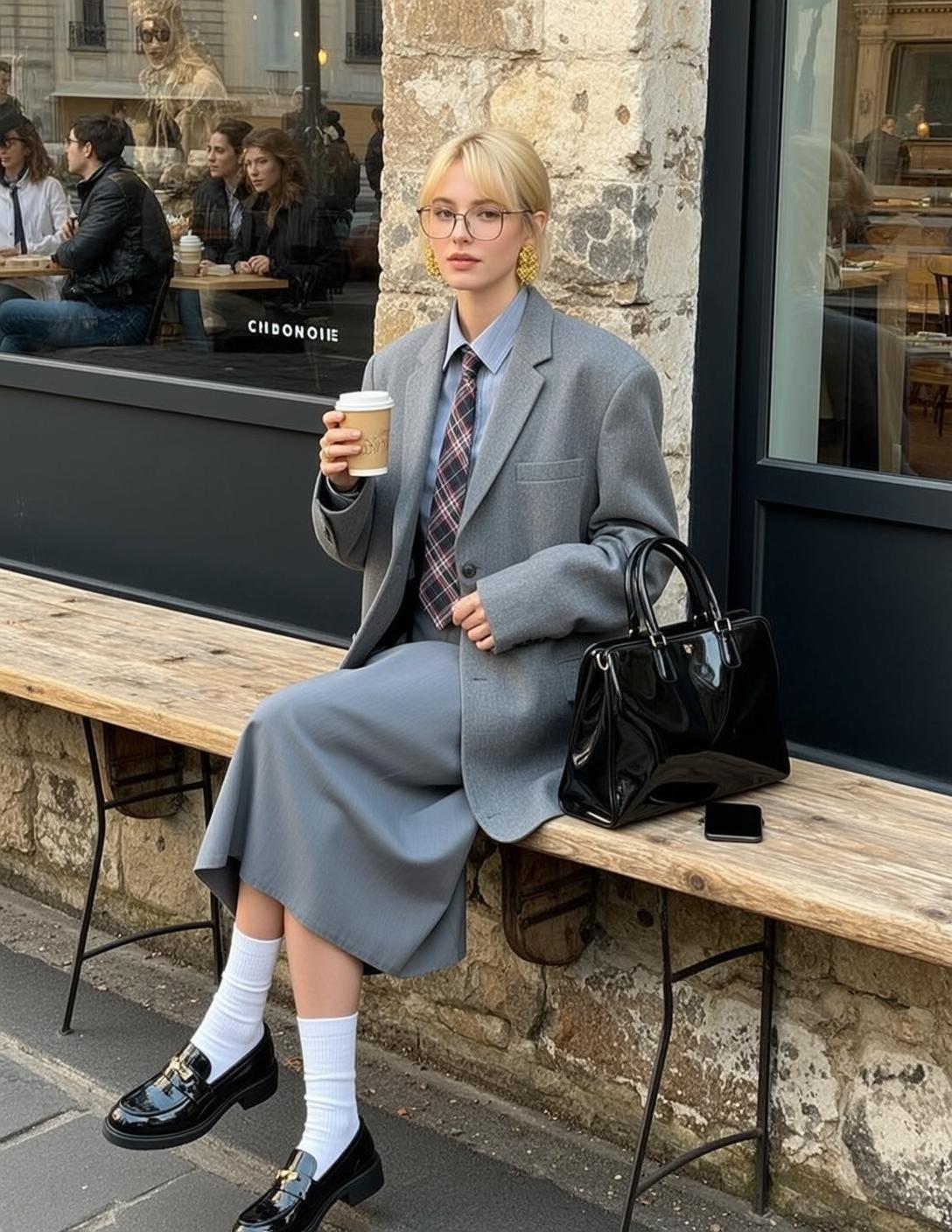 Grey Blazer Coffee Bench