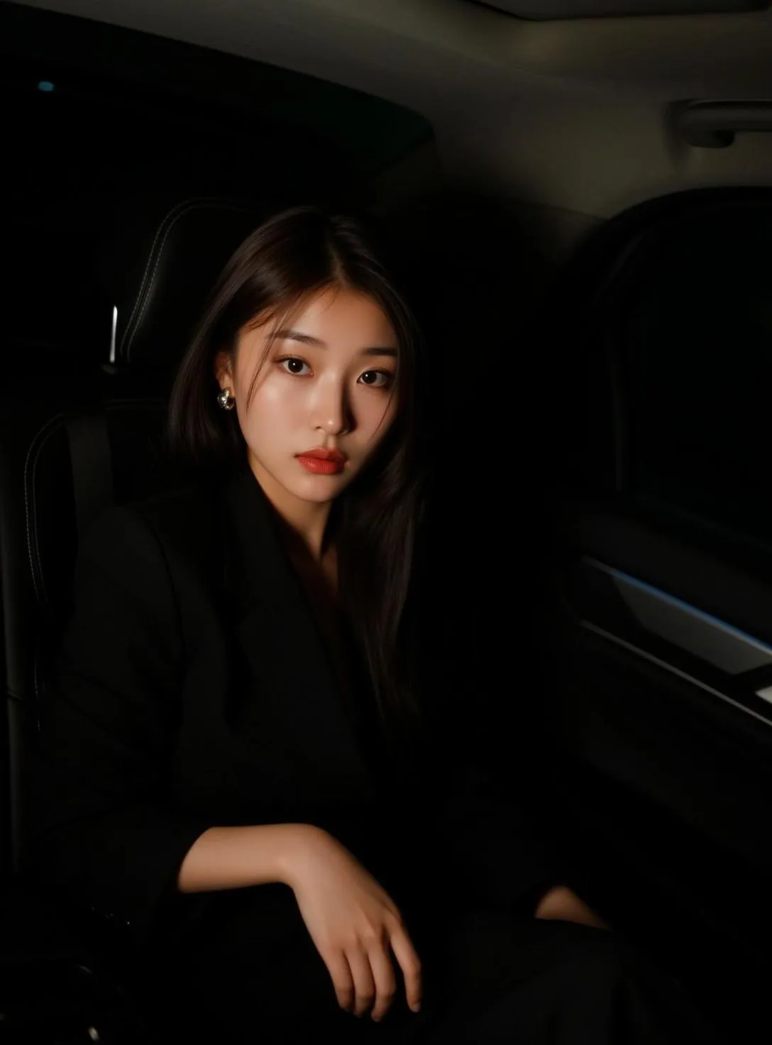 Makeup And Earrings In Car Portrait