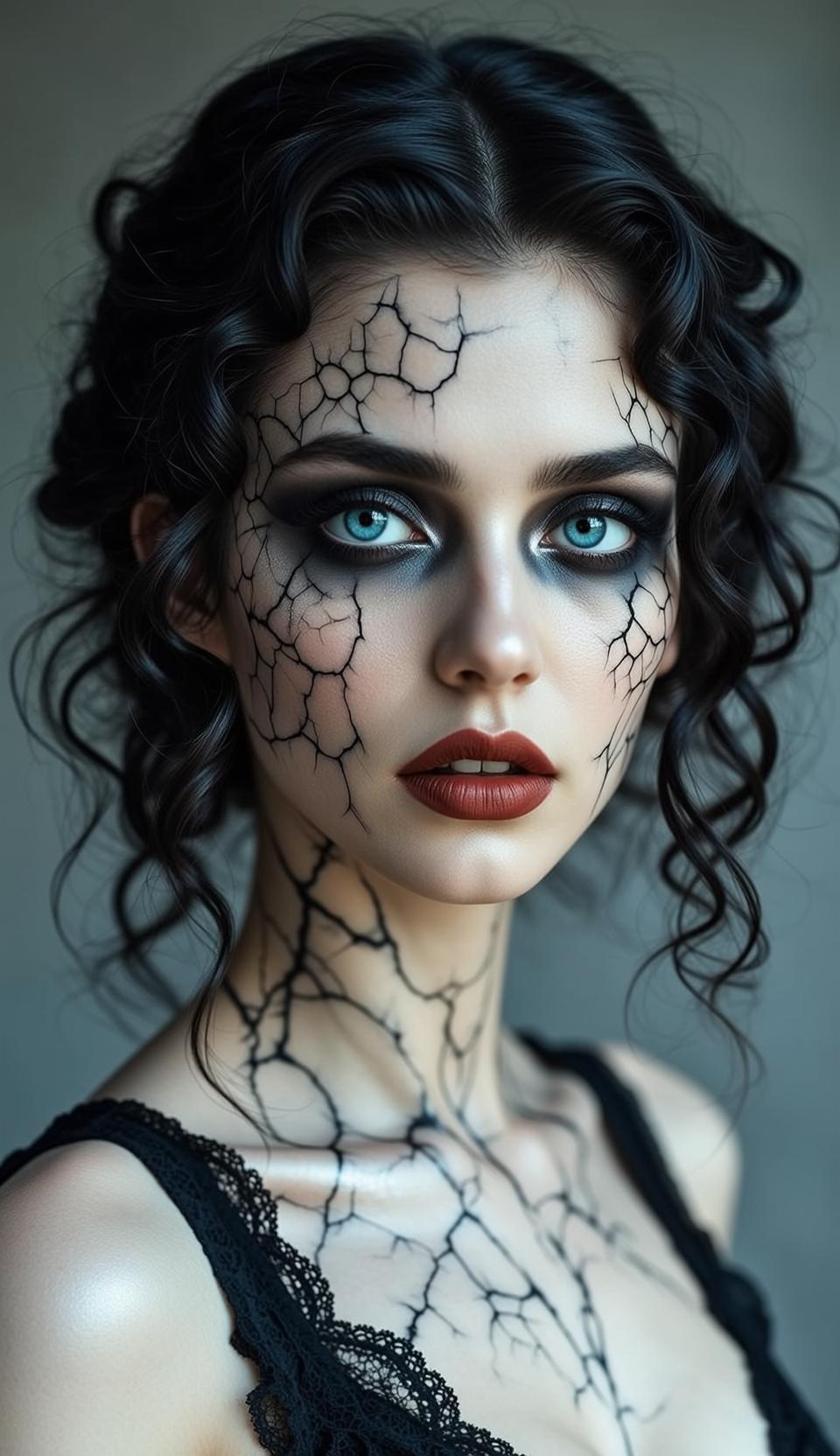 Halloween Makeup Young Cracked Porcelain Effect Her