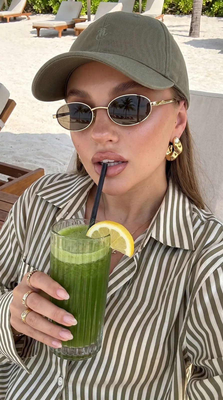 Luxury Resort Selfie Green Juice Arms Length