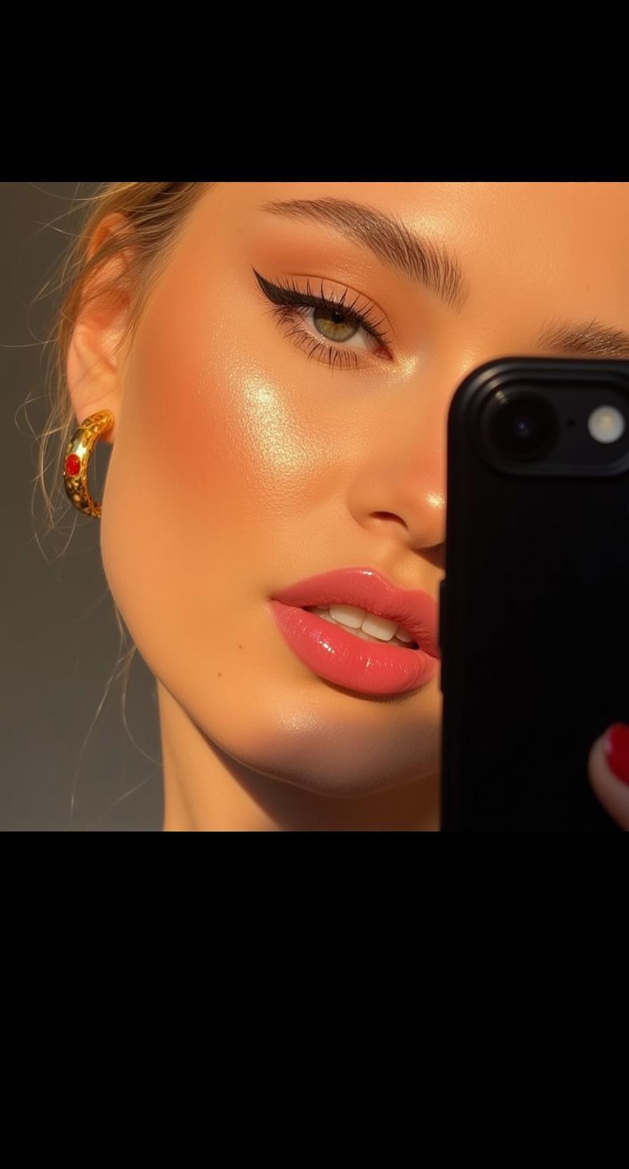 Makeup Close-up Vertical Photorealistic Cropped Show Her