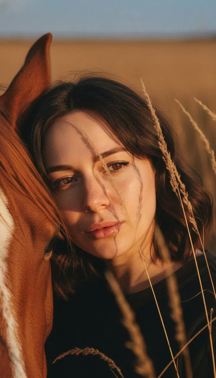 Rustic Sunset Horse Portrait