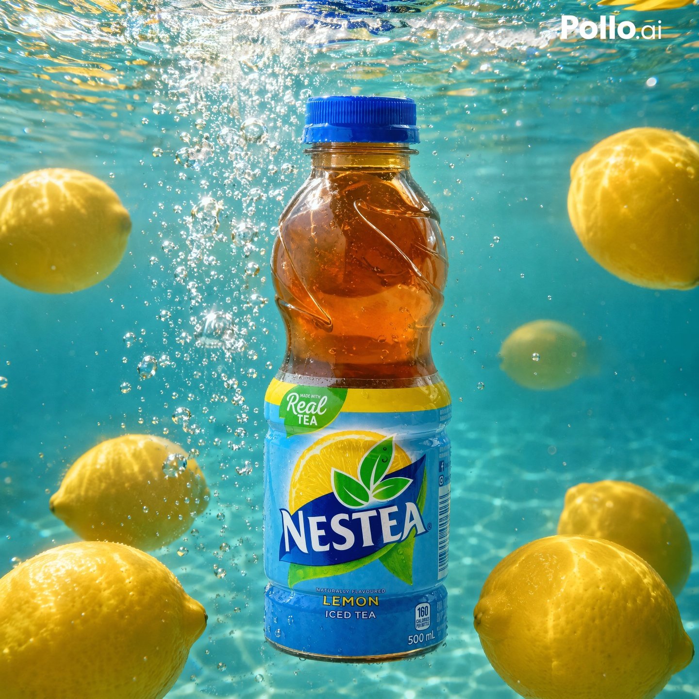 Nestea Lemon Iced Tea Bottle Underwater Swimming Pool