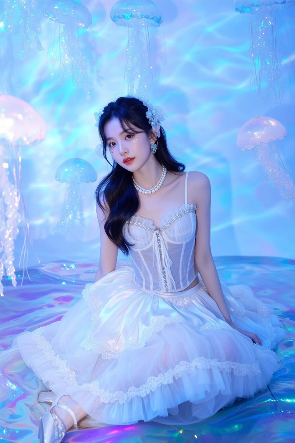 White Tulle Underwater Portrait
