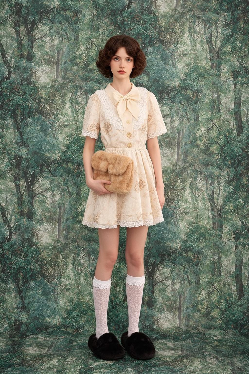 Balletcore Stands Facing Forward Neutral Expression Her