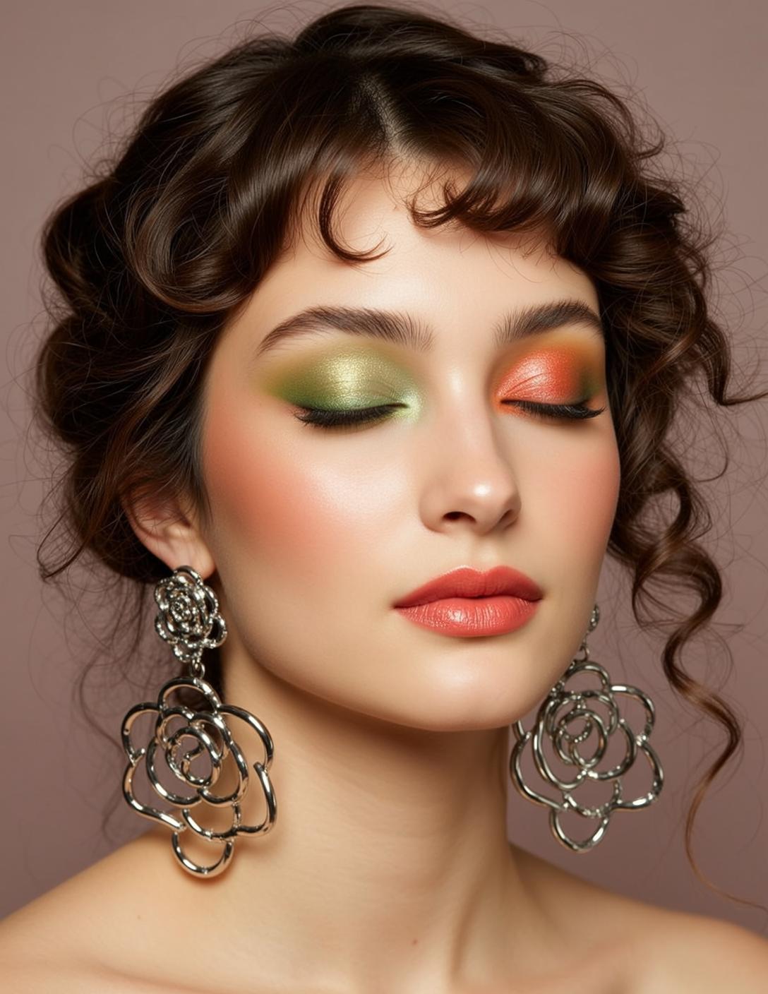 Ethereal Young Dark Brown Curly Bangs Fair