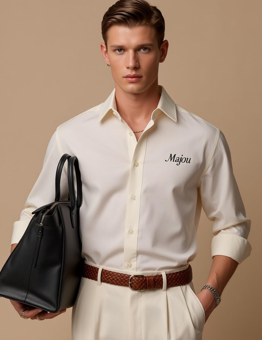 Cream Shirt Trousers Tote