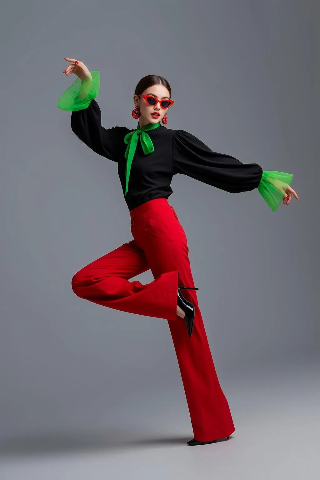 Sunglasses And Earrings In Studio Portrait