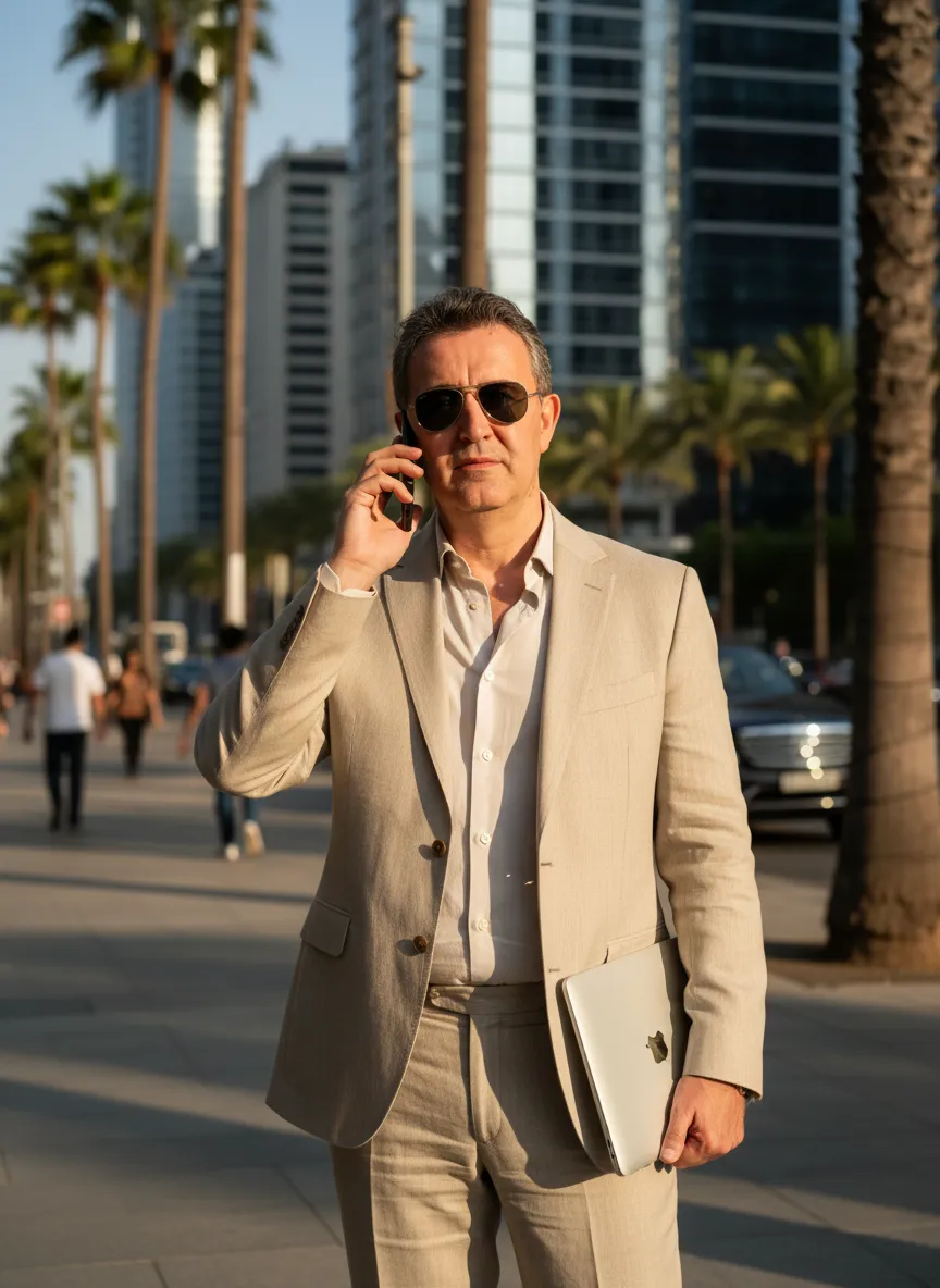 Sunglasses In Outdoor Phone Call Portrait