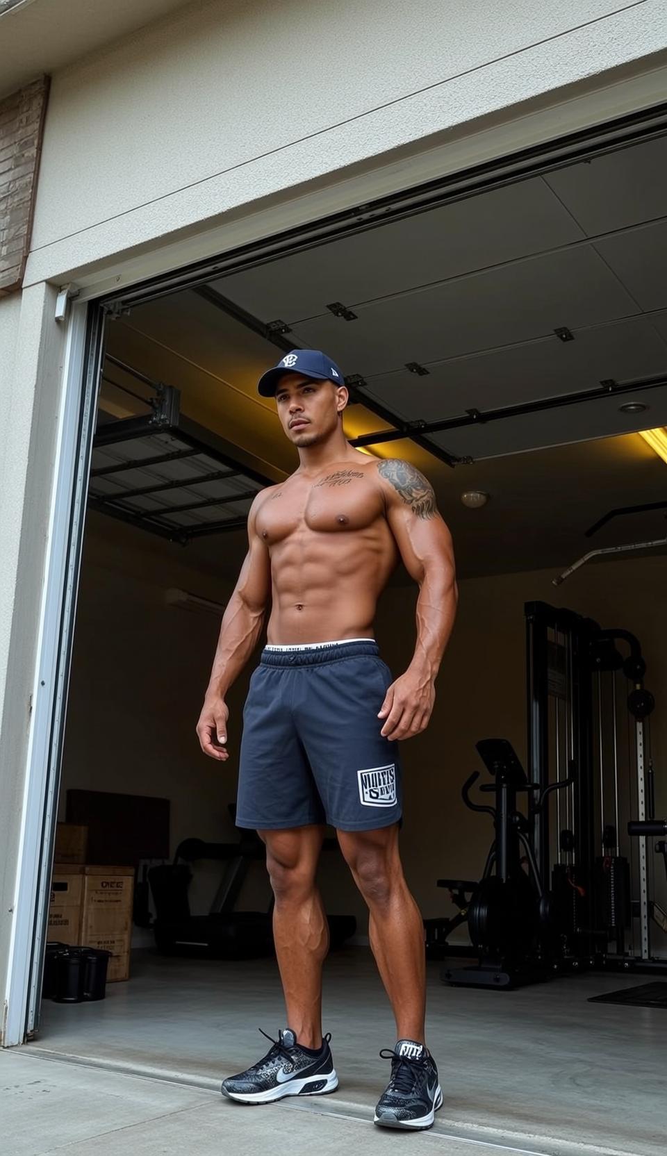 Indoor Hallway Fitness Pose