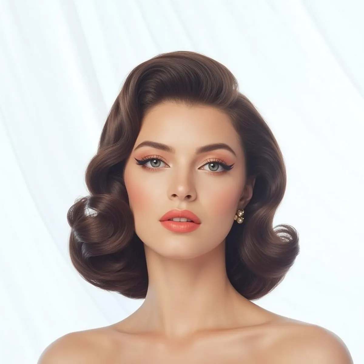 Hair Salon Young Dark Brown Styled Vintage