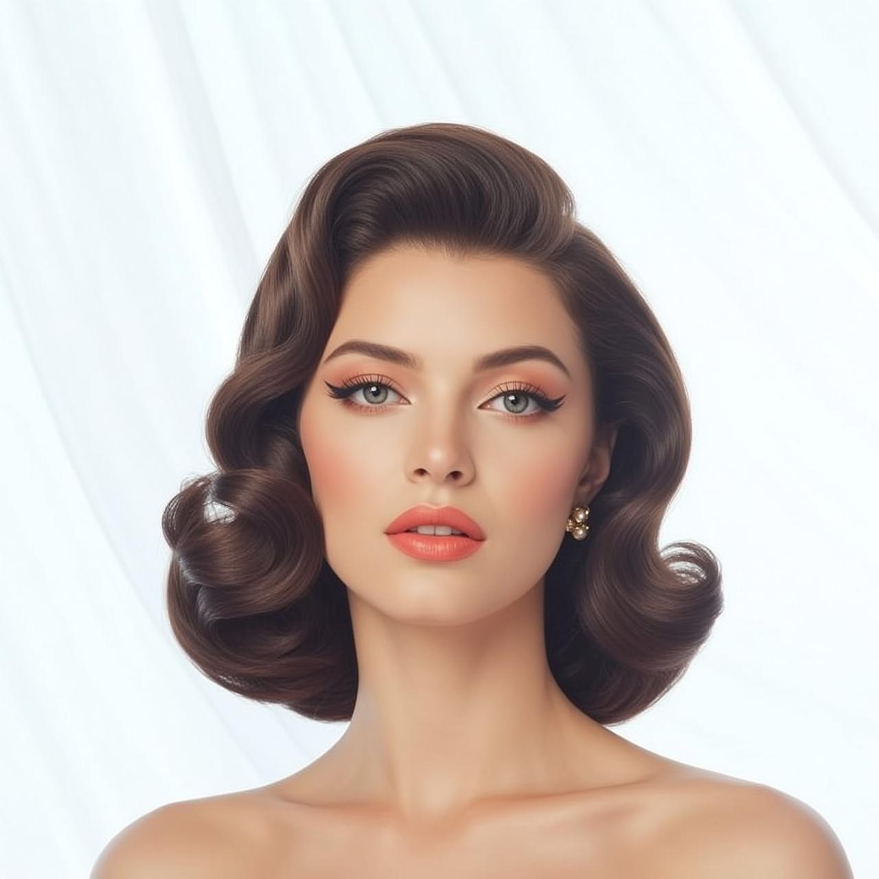 Hair Salon Young Dark Brown Styled Vintage