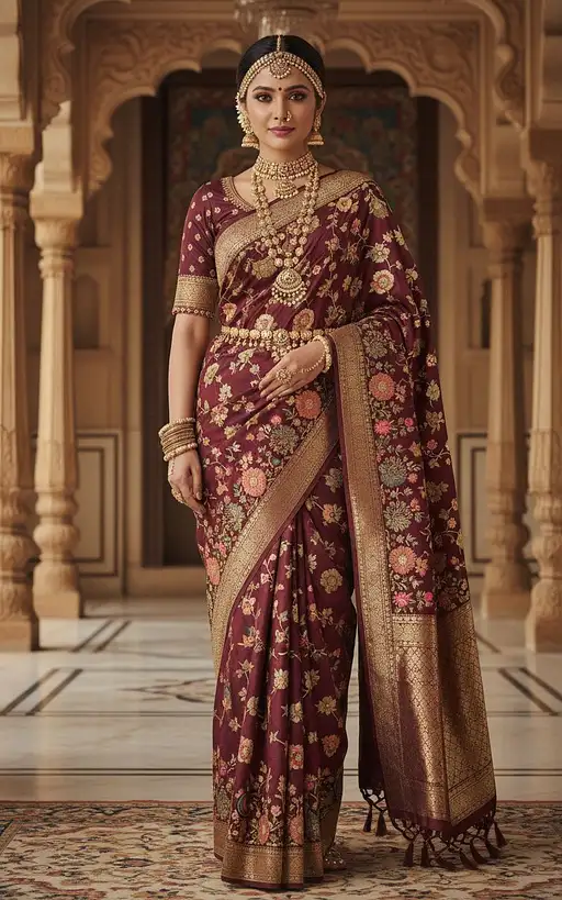 Embroidered Saree Royal Portrait