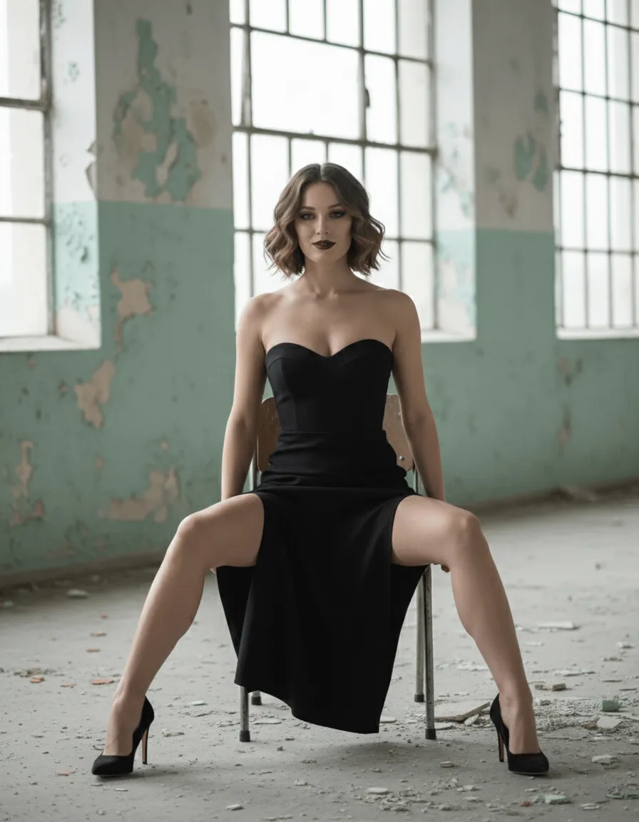 Black Dress Vintage Chair Industrial Decay
