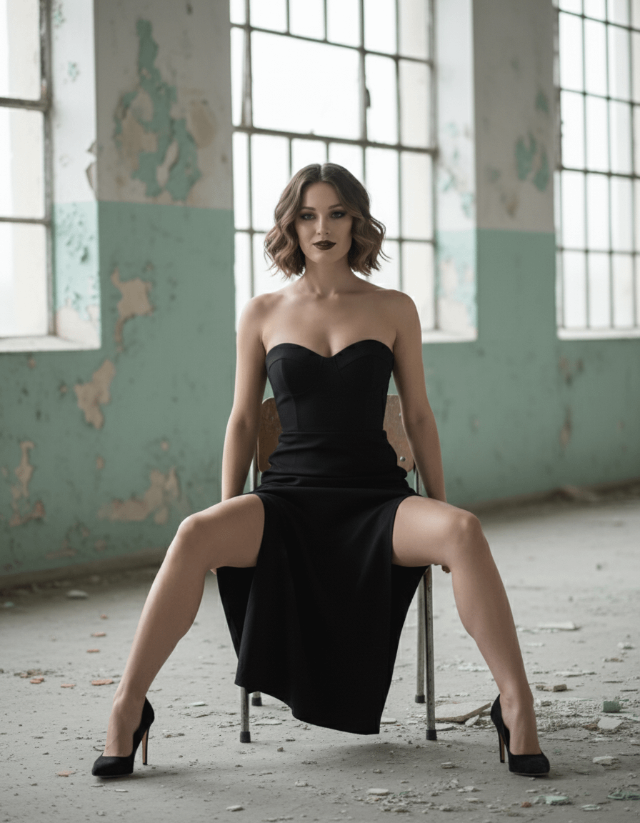 Black Dress Vintage Chair Industrial Decay
