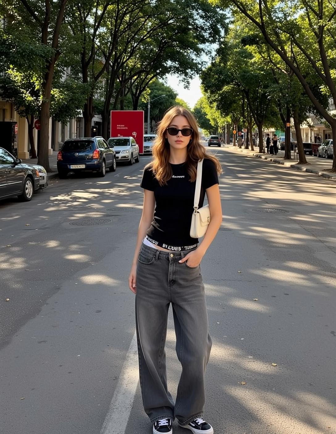 Black Tee Grey Jeans Street