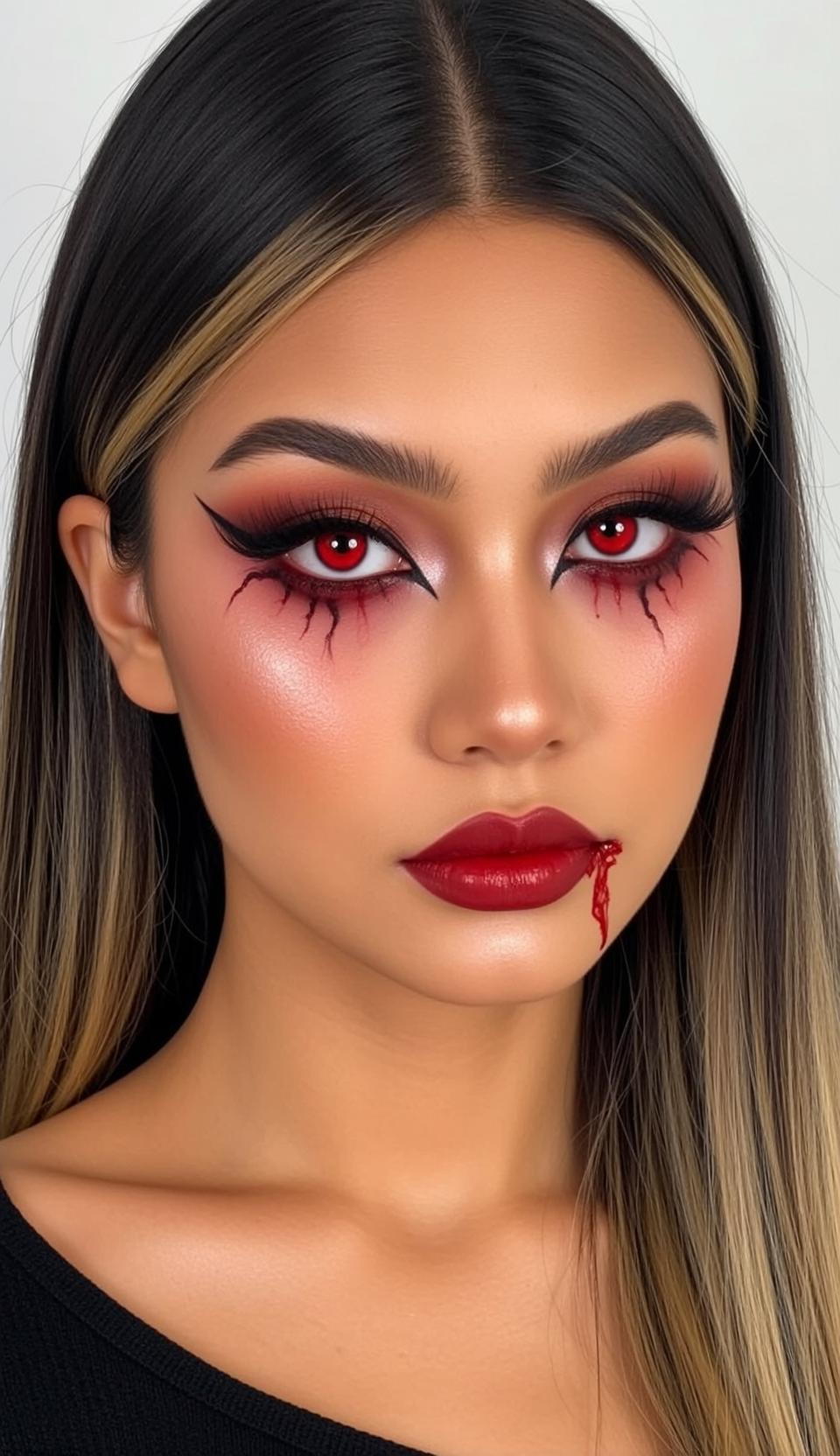 Halloween Makeup Young Long Dark Brown Blonde