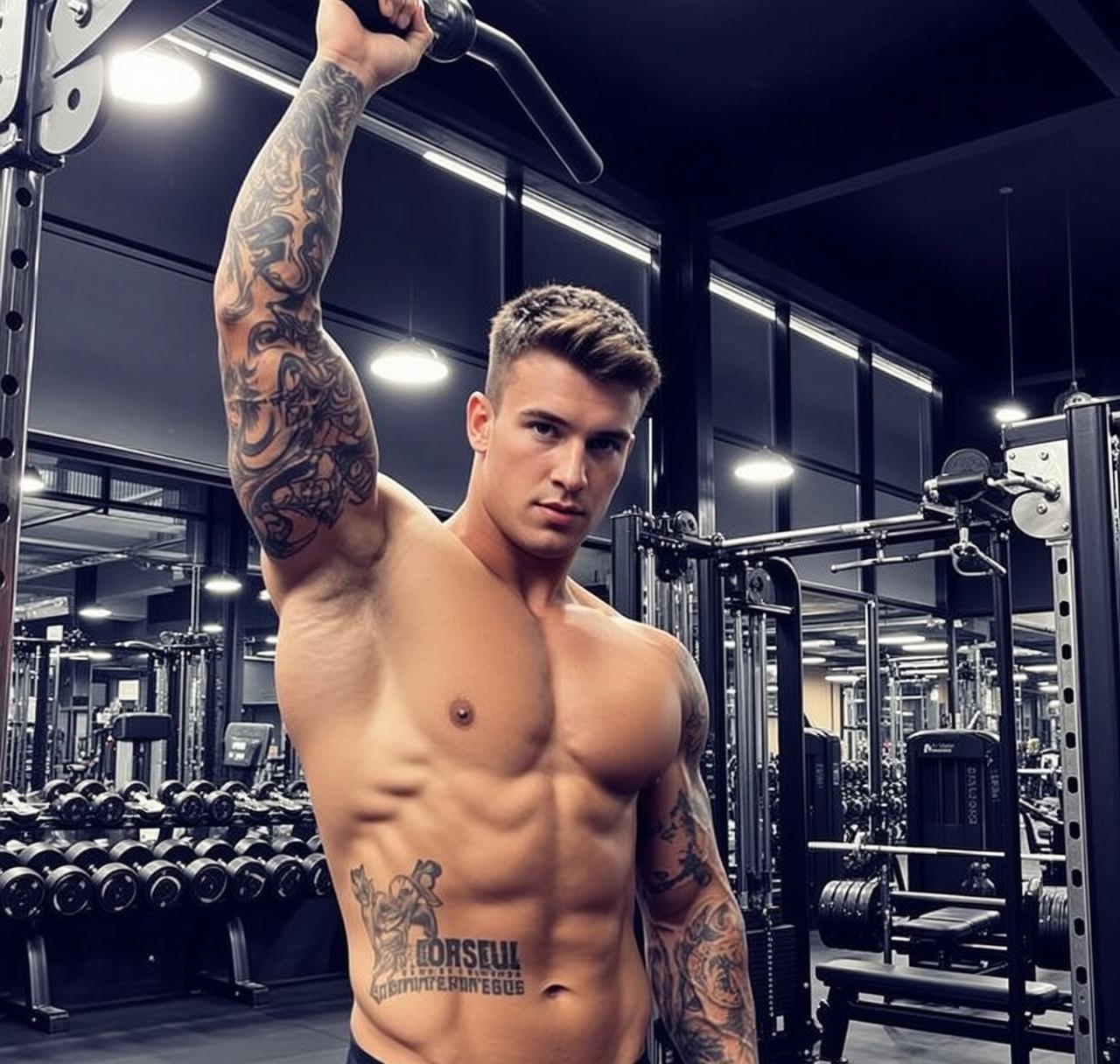 Muscular Short Styled Brown Hair Tan Skin