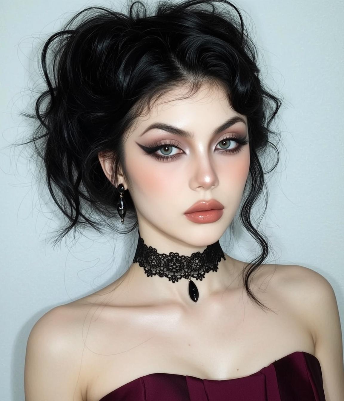 Halloween Makeup Young Black Updo Messy Pale