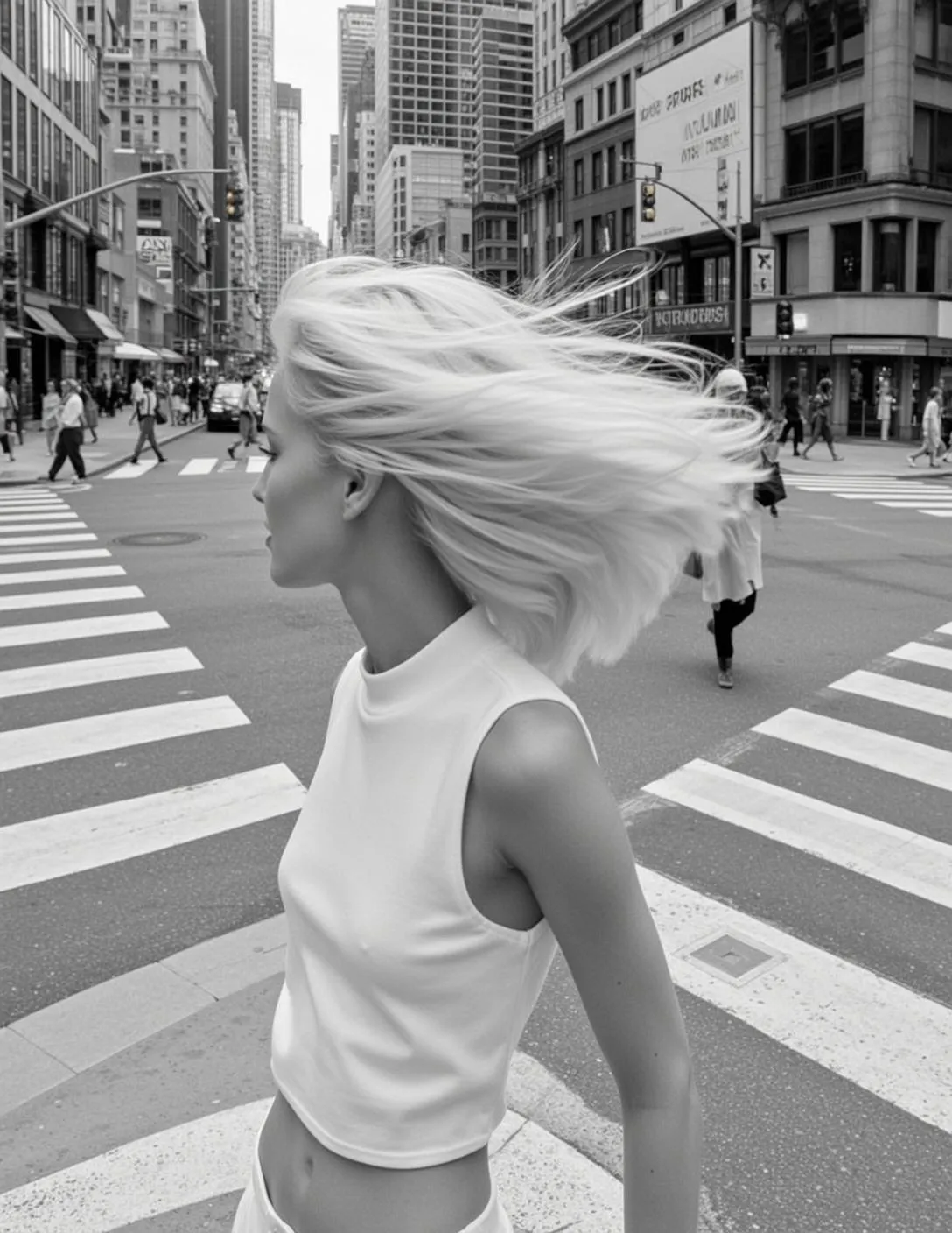 Photorealistic Medium Shot Black And White Image Captures Young Woman