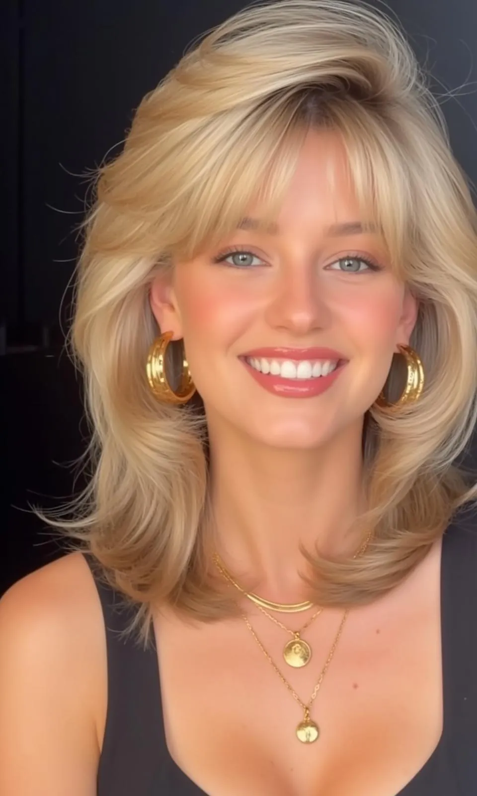 Hair Salon Young Blonde Layered Bangs Fair